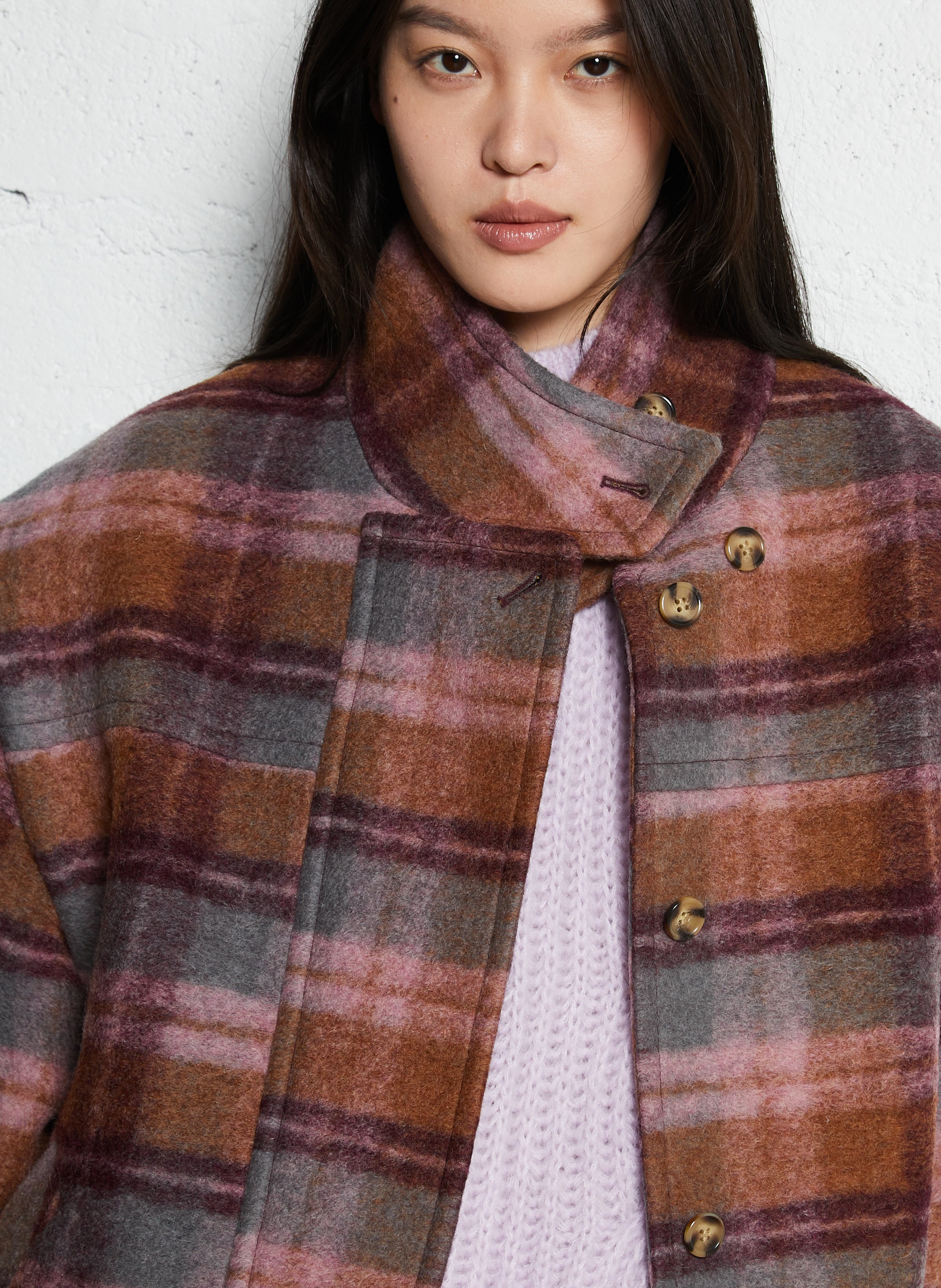 Manteau oversize en laine mélangée Marron