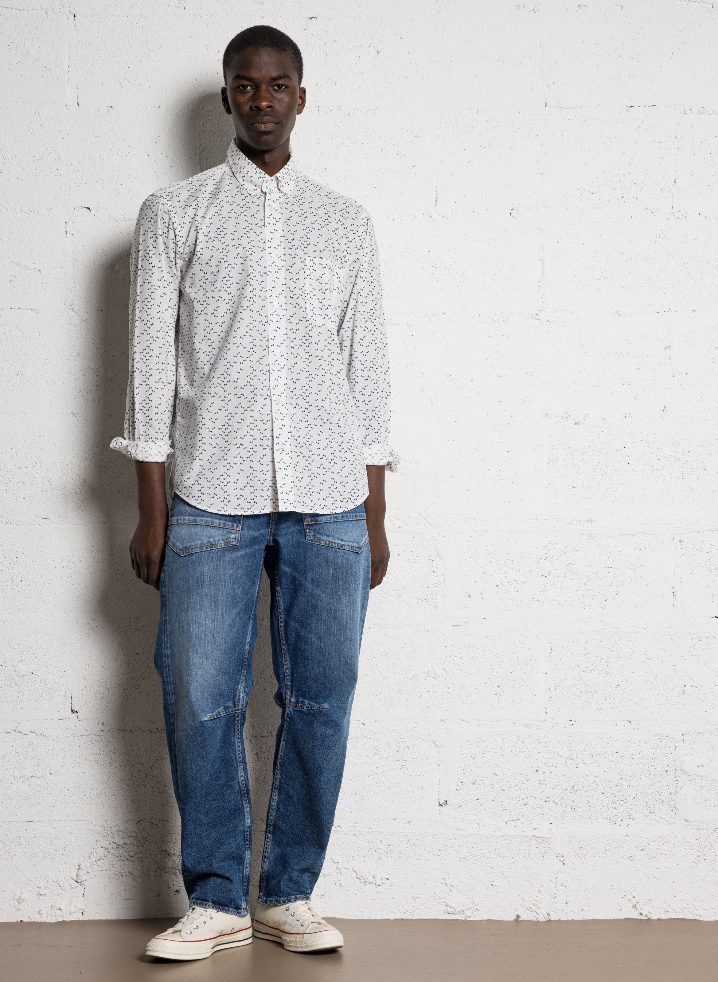 Cotton-blend straight jeans LE TEMPS DES CERISES Blue