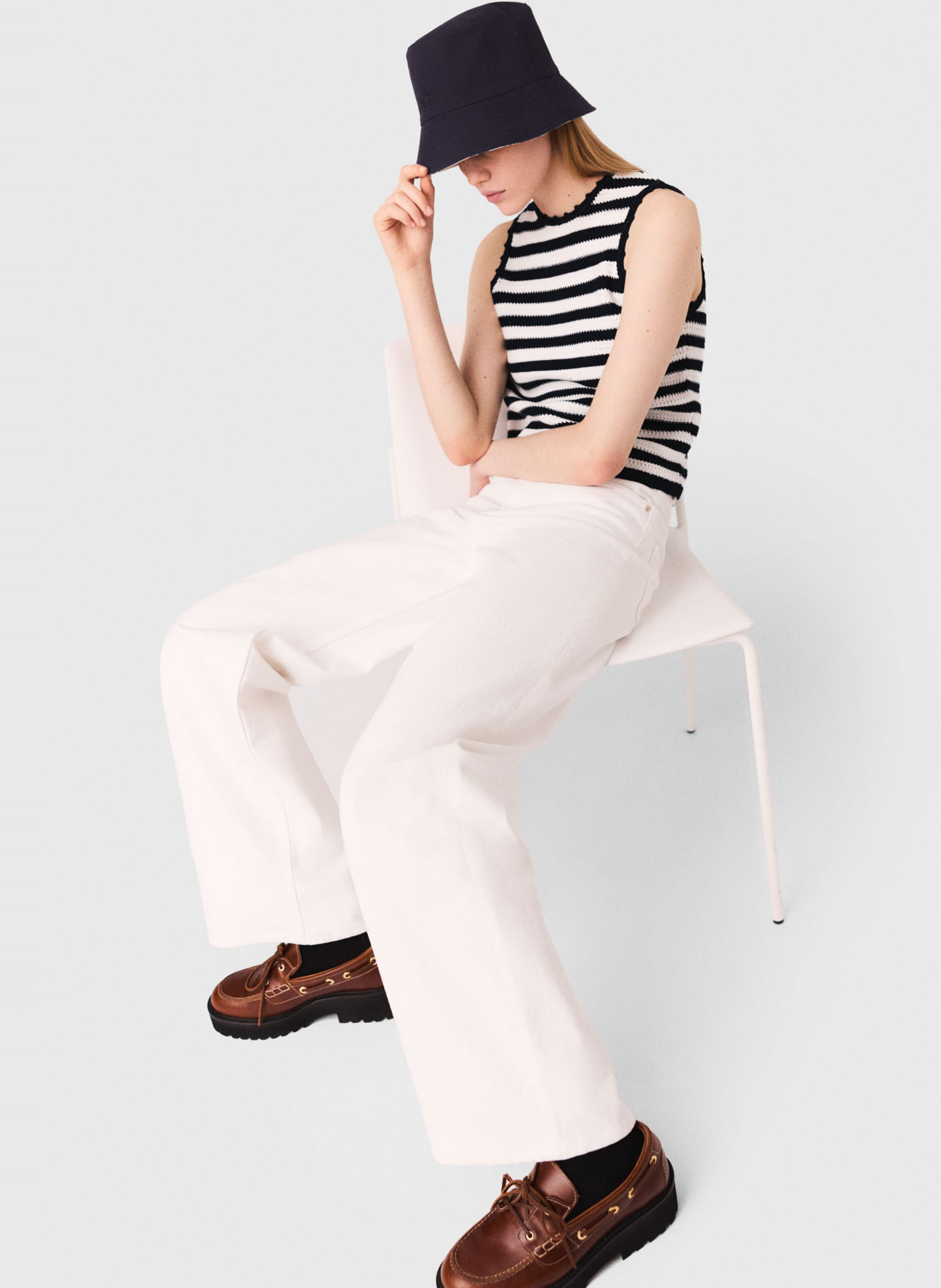 Débardeur rayé en maille MAJE Blanc