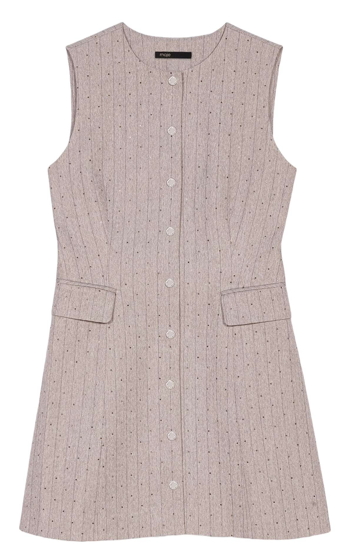 Short straight striped wool dress MAJE Grey