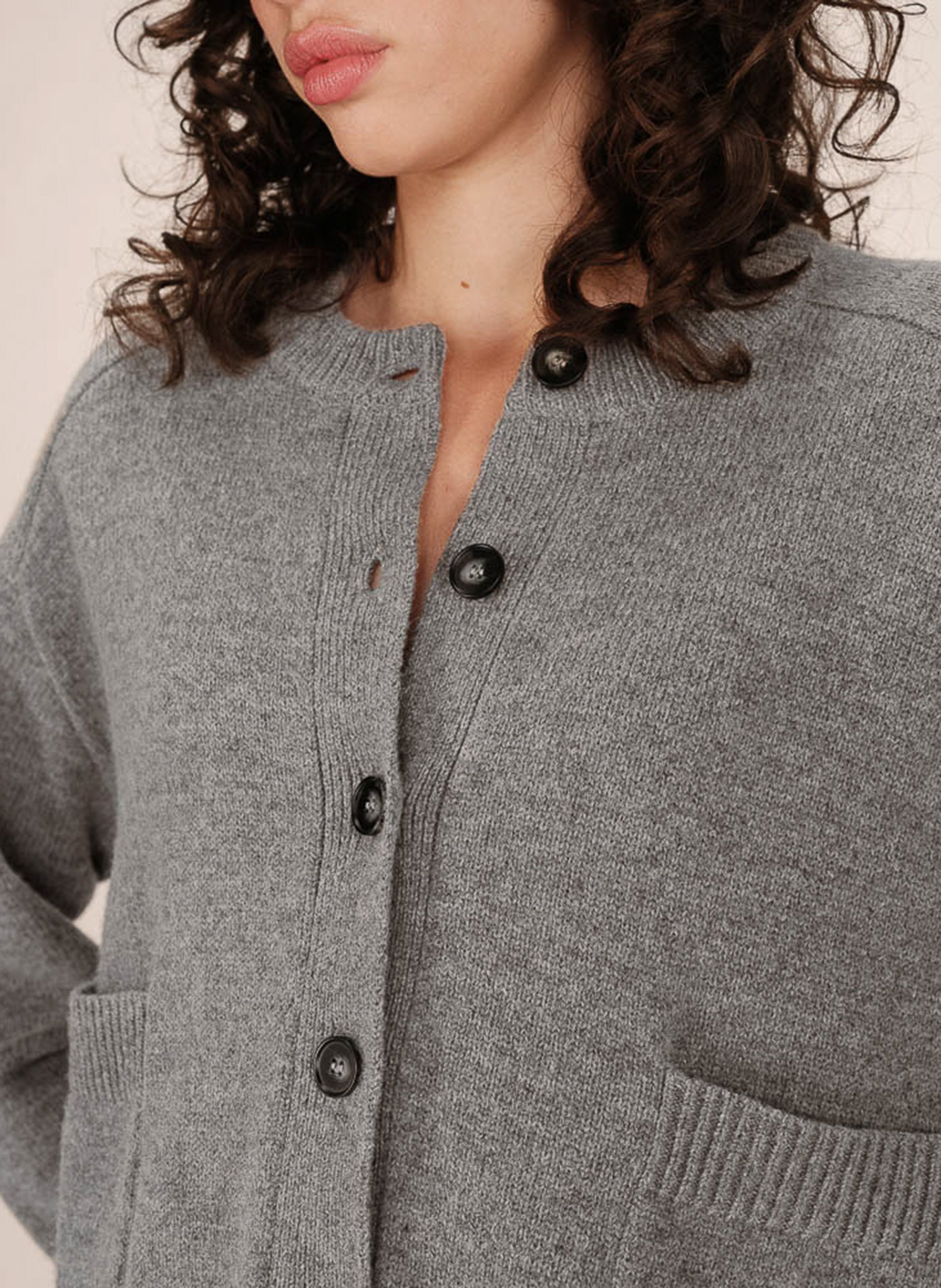 Round-neck mixed-knit cardigan GRACE ET MILA Silver