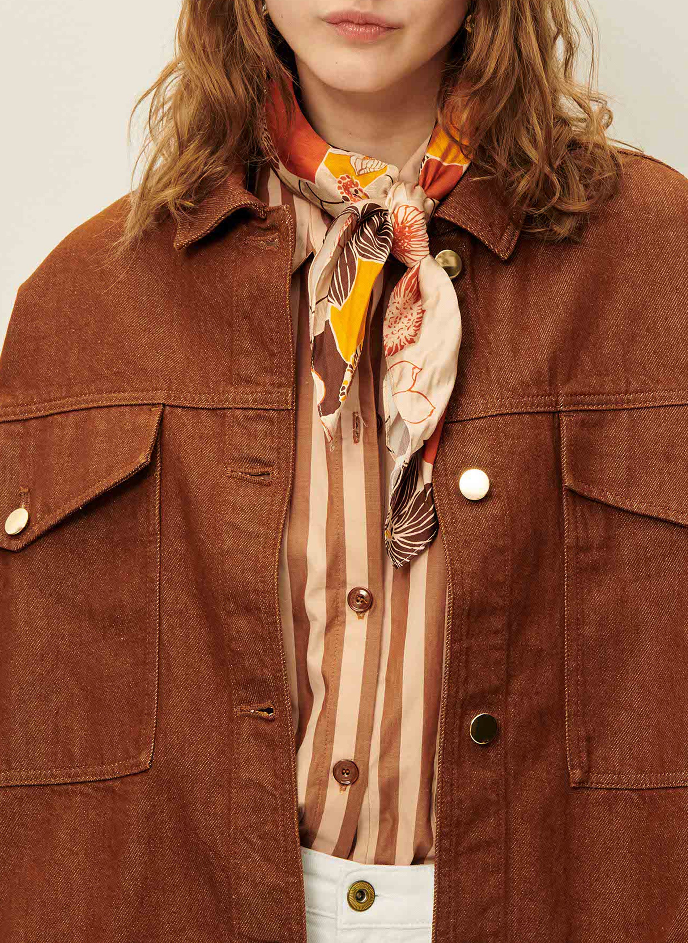 Surchemise ample unie en coton SESSUN Marron