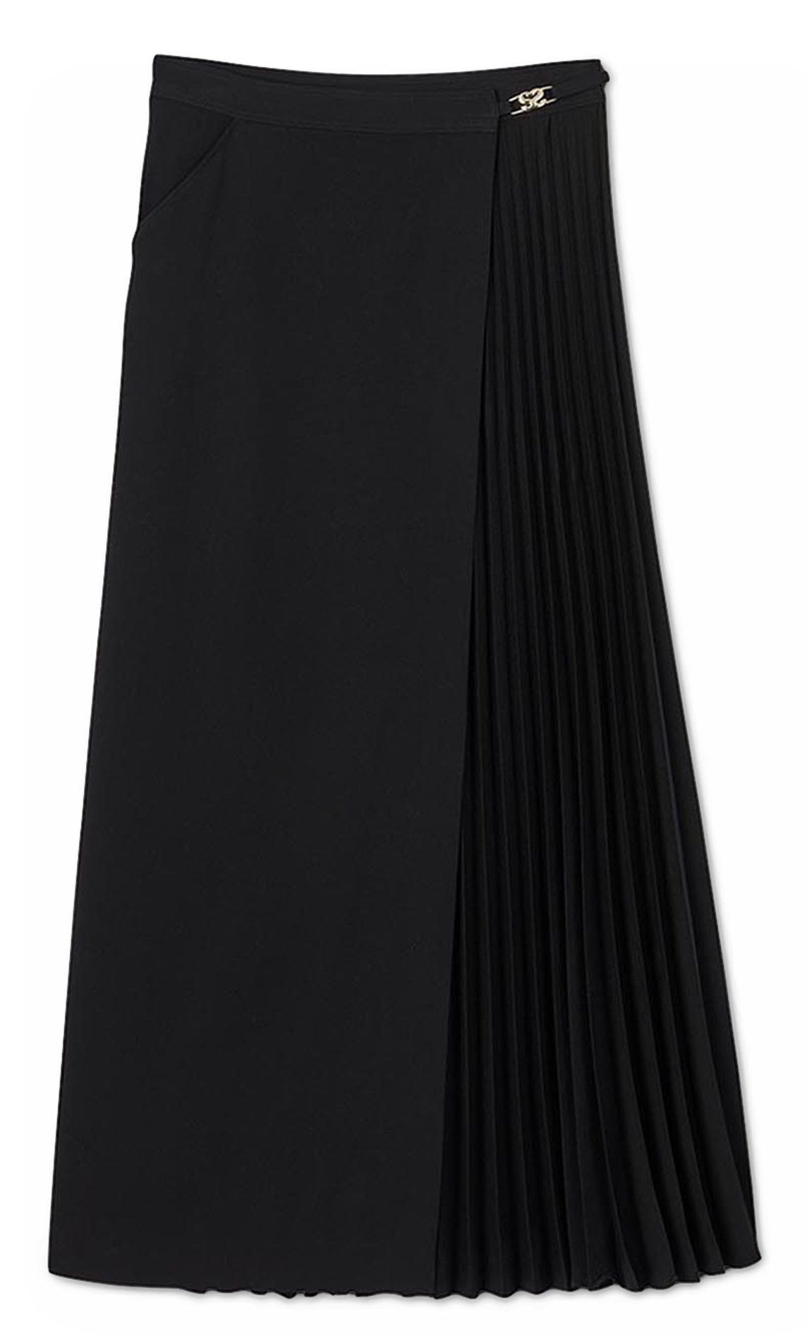 Jupe longue portefeuille plissée SANDRO Noir