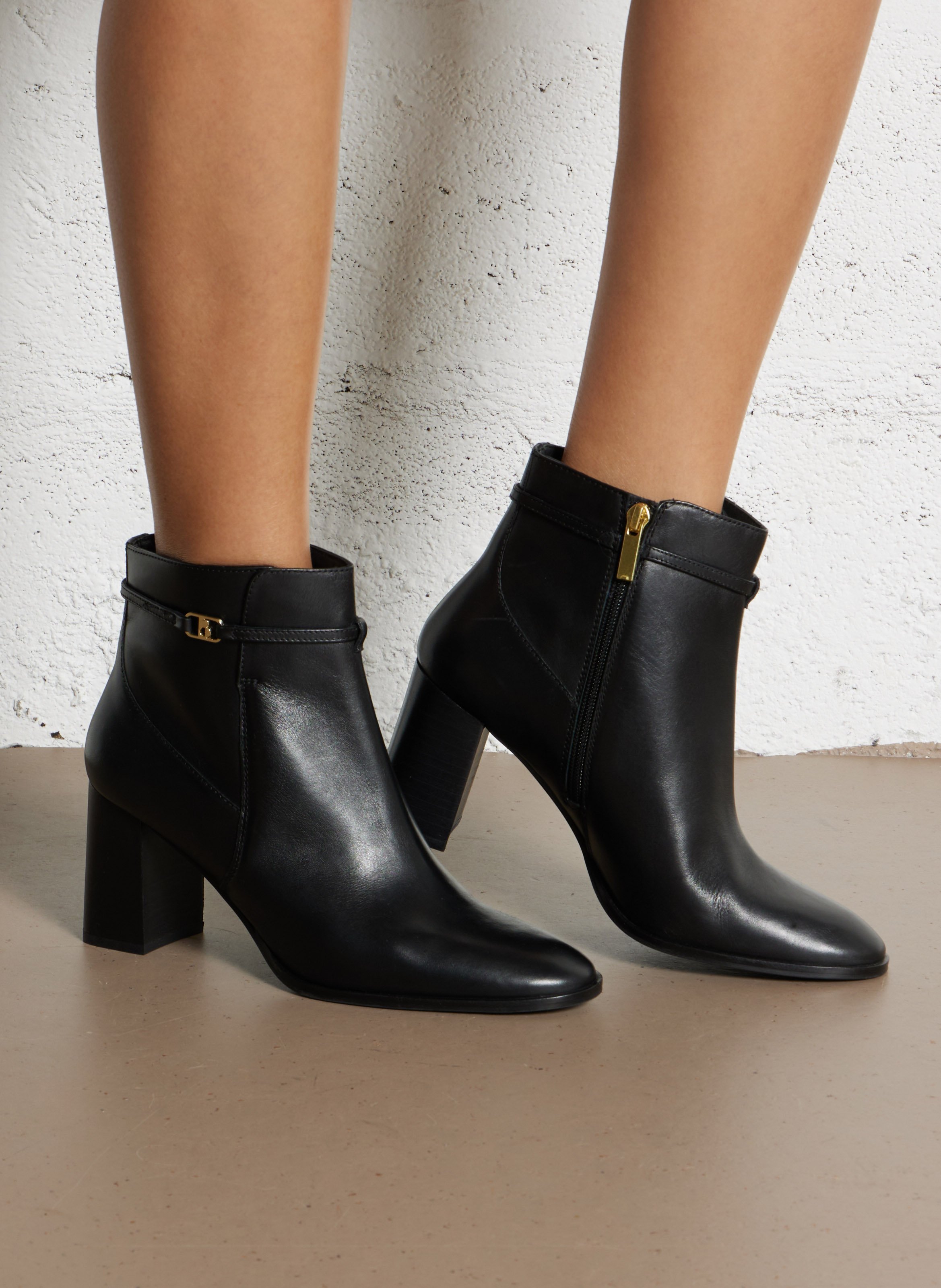 Bottines à lanières fantaisies en cuir BOCAGE Noir