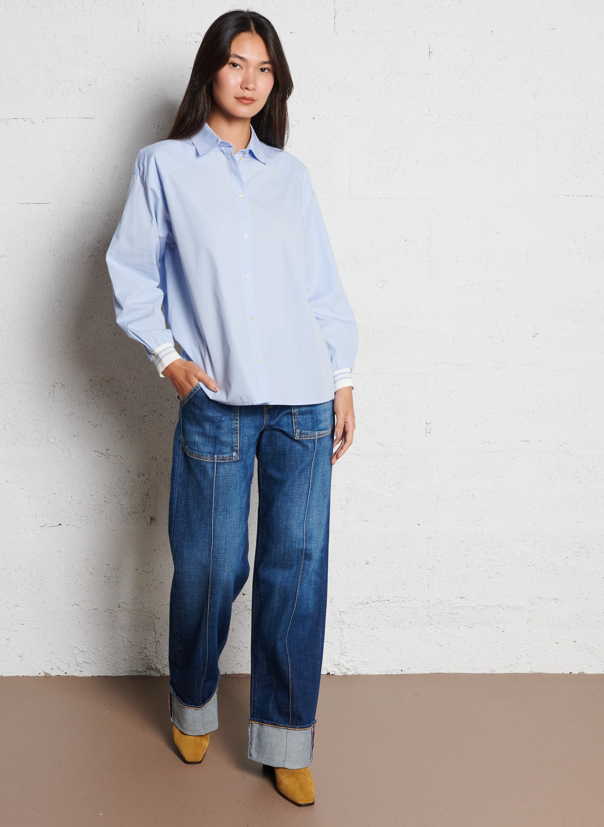 Jean large en coton mélangé LE TEMPS DES CERISES Bleu