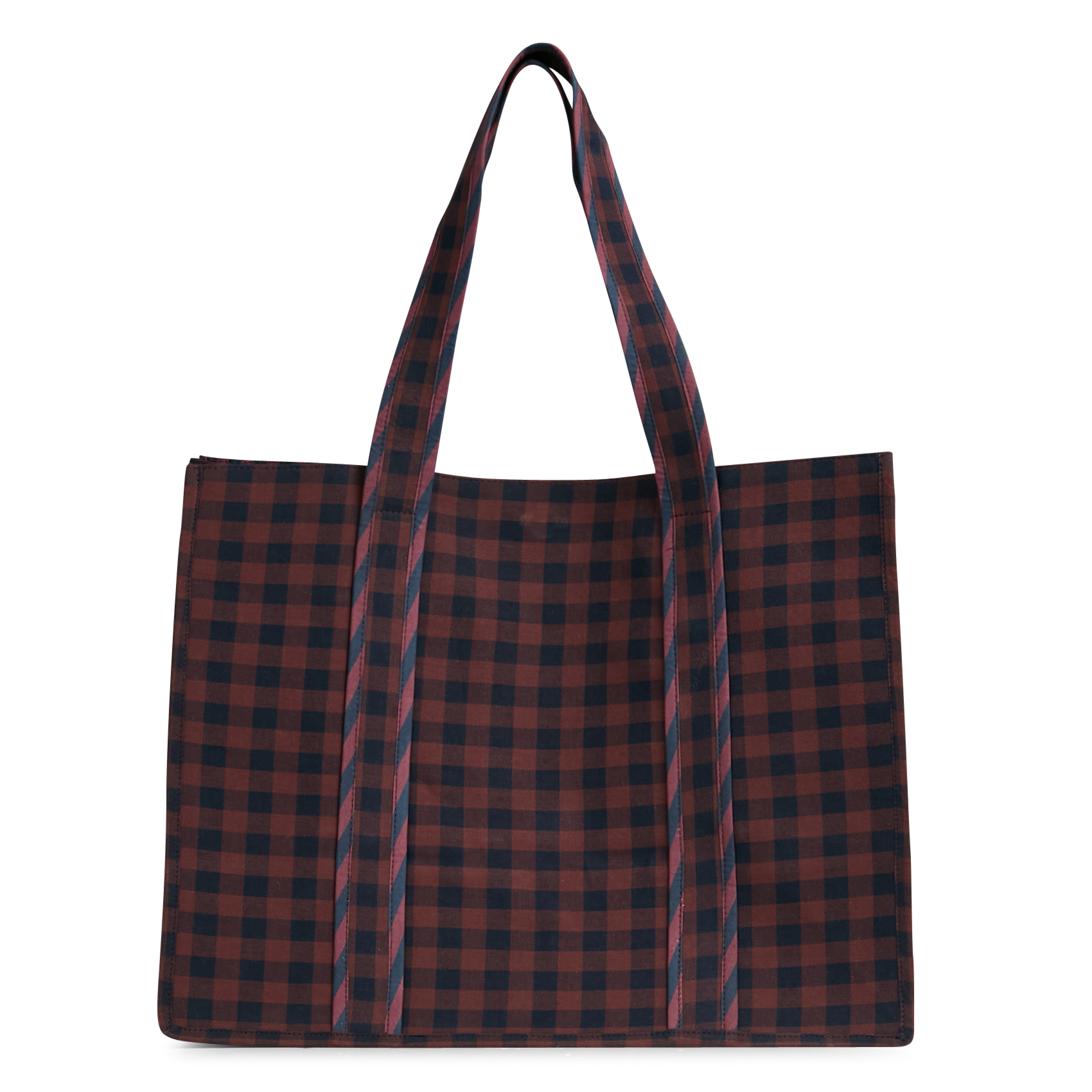 Checked cotton tote bag PETITE MENDIGOTE Brown