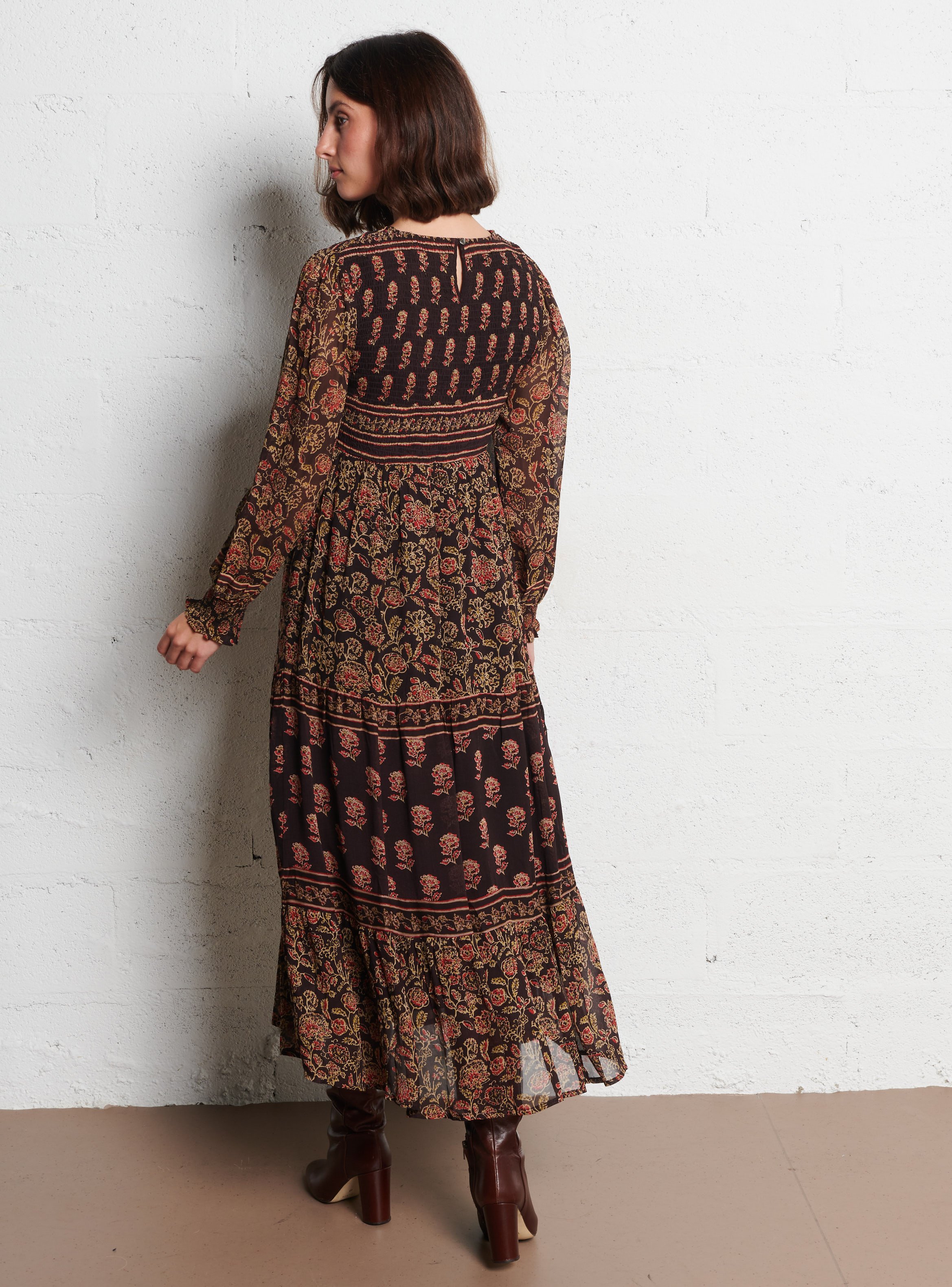 Long floral print viscose dress MAISON HOTEL Multicolored