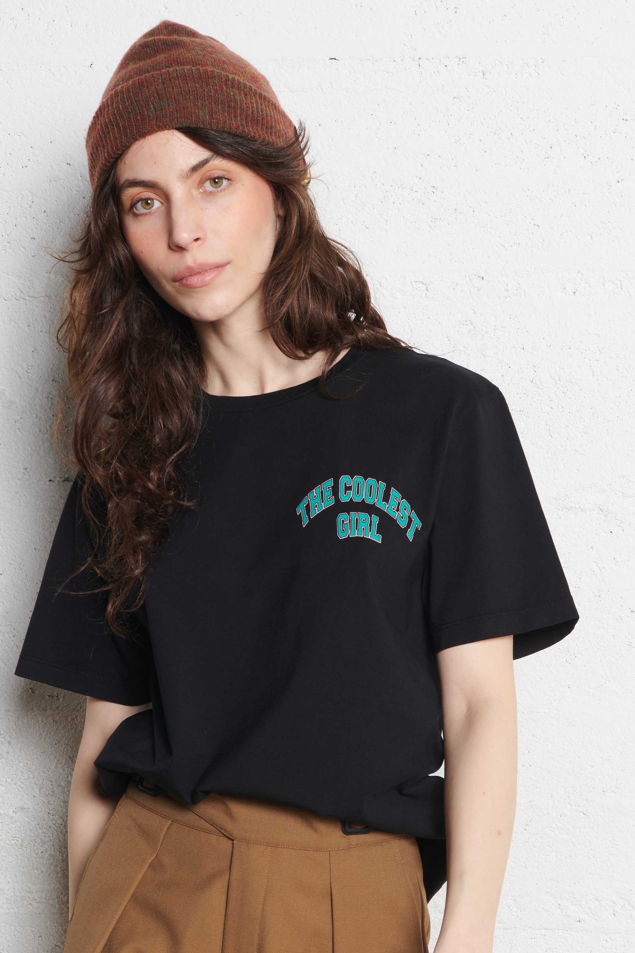 Tee-shirt droit col rond en coton BERENICE Noir