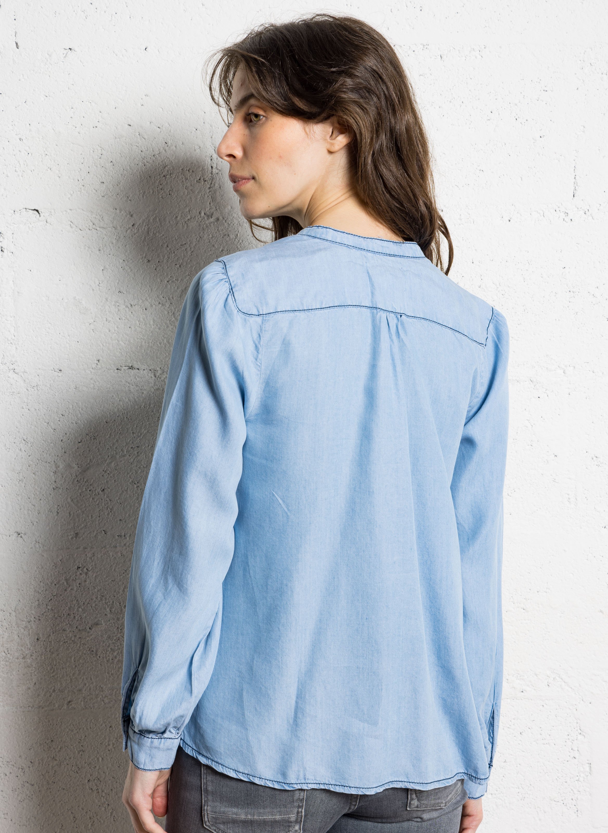 Blouse oversize col tunisien SUD EXPRESS Bleu