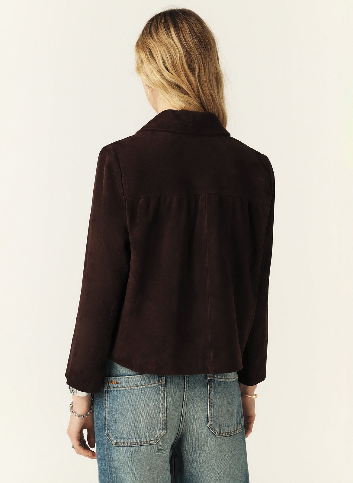 Geitenleren, suède jasje BA&SH Bruin