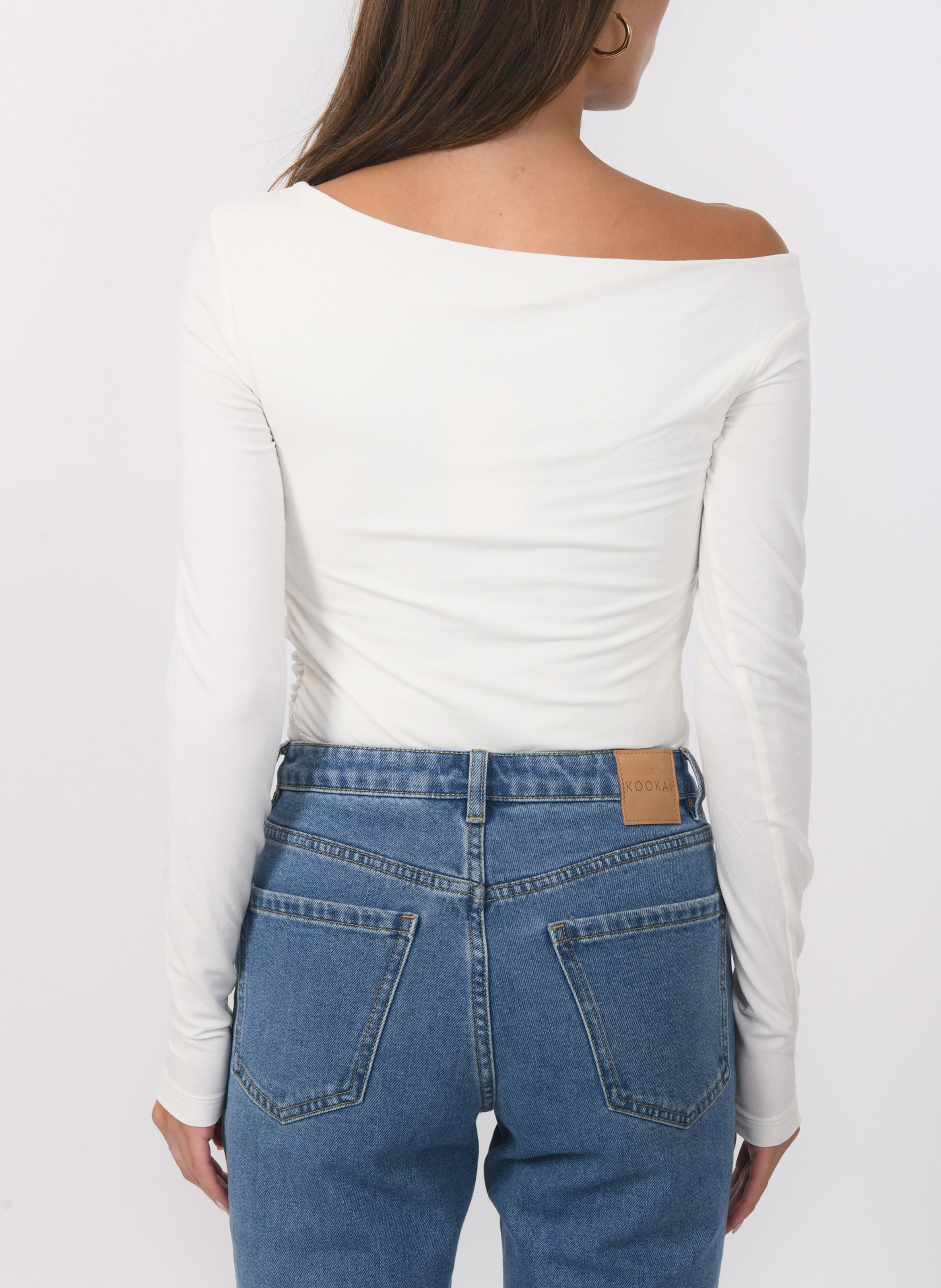 Top met boothals en ruches KOOKAI Wit
