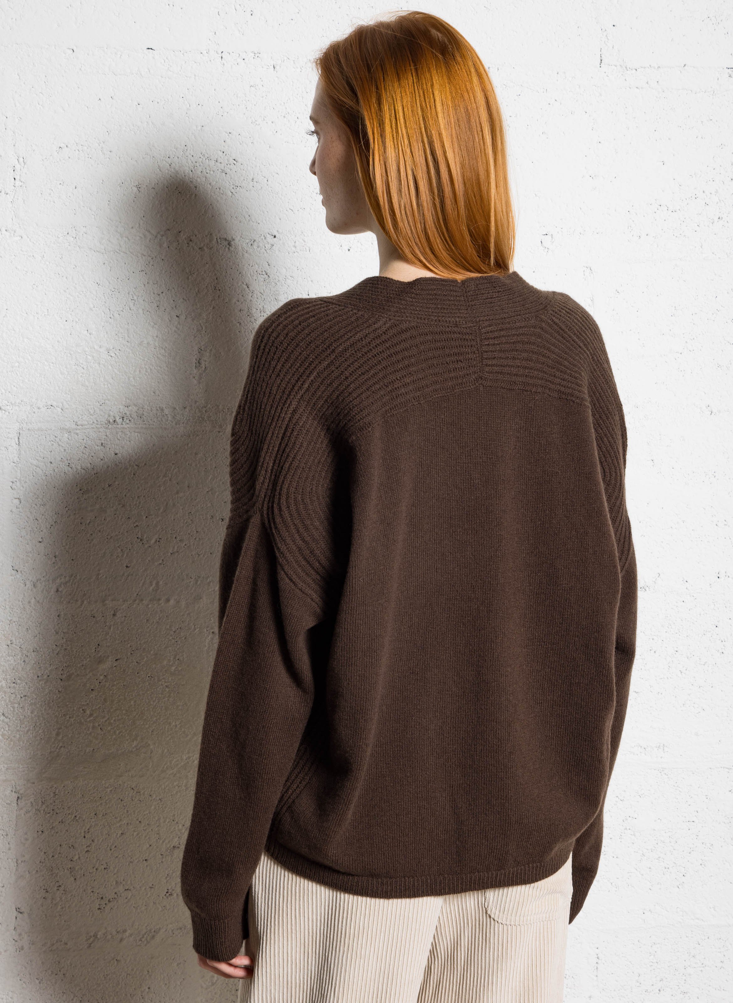 Pull oversize col rond en laine LIU JO Marron