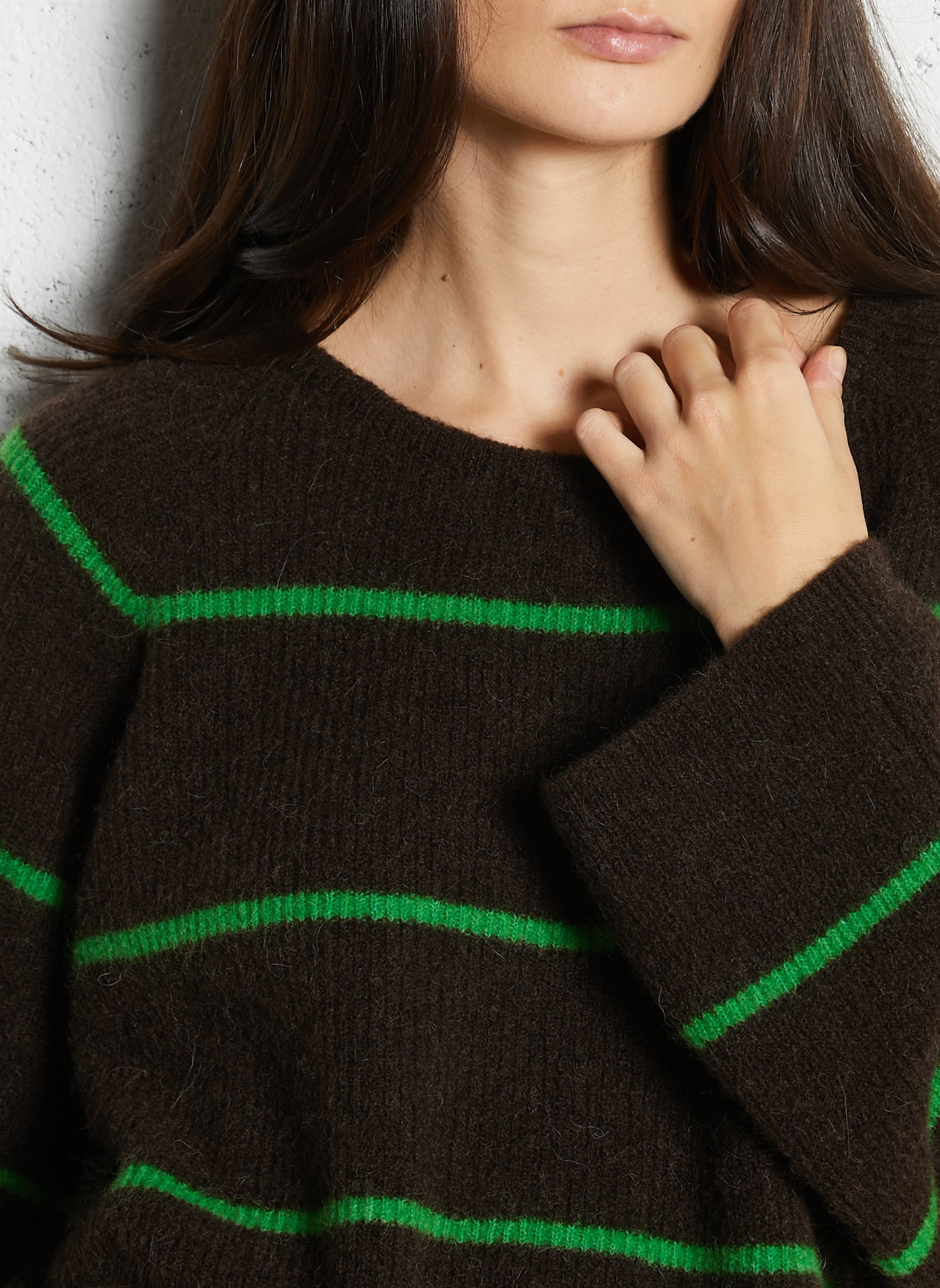 Wool-blend loose-fit striped sweater AMERICAN VINTAGE Brown