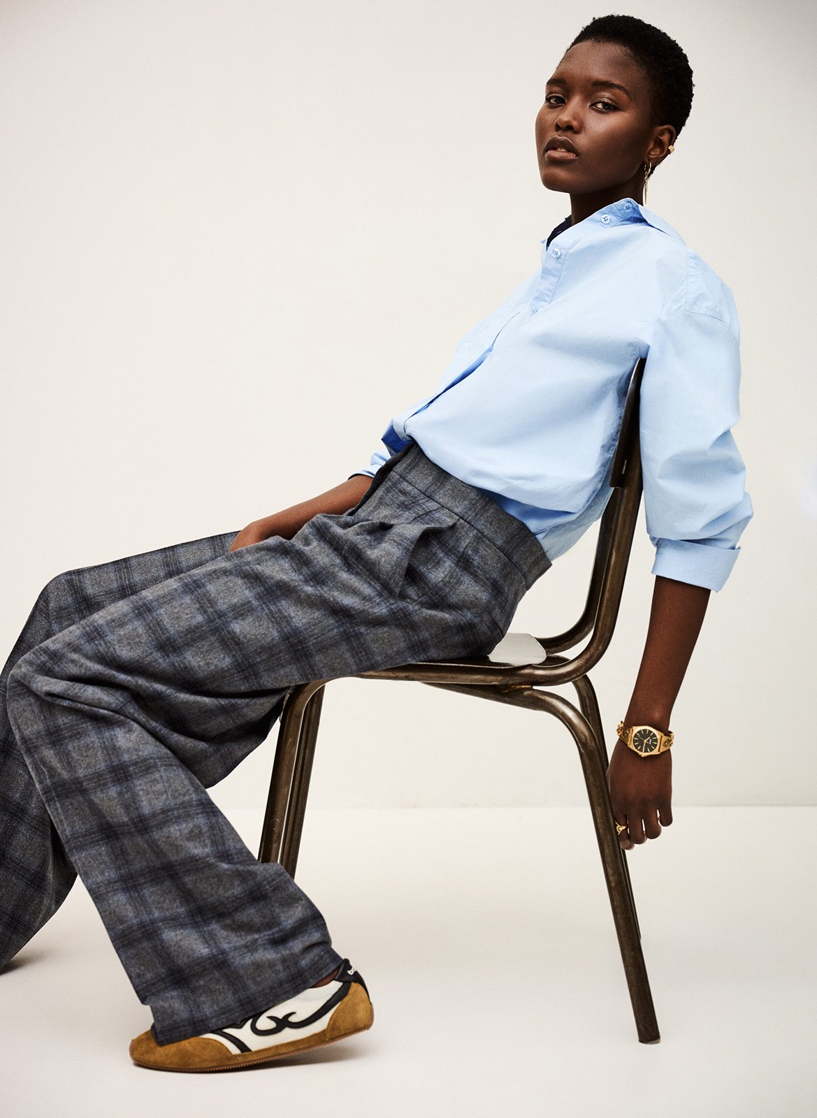 Straight-fit broek van wolmix BA&SH Blauw