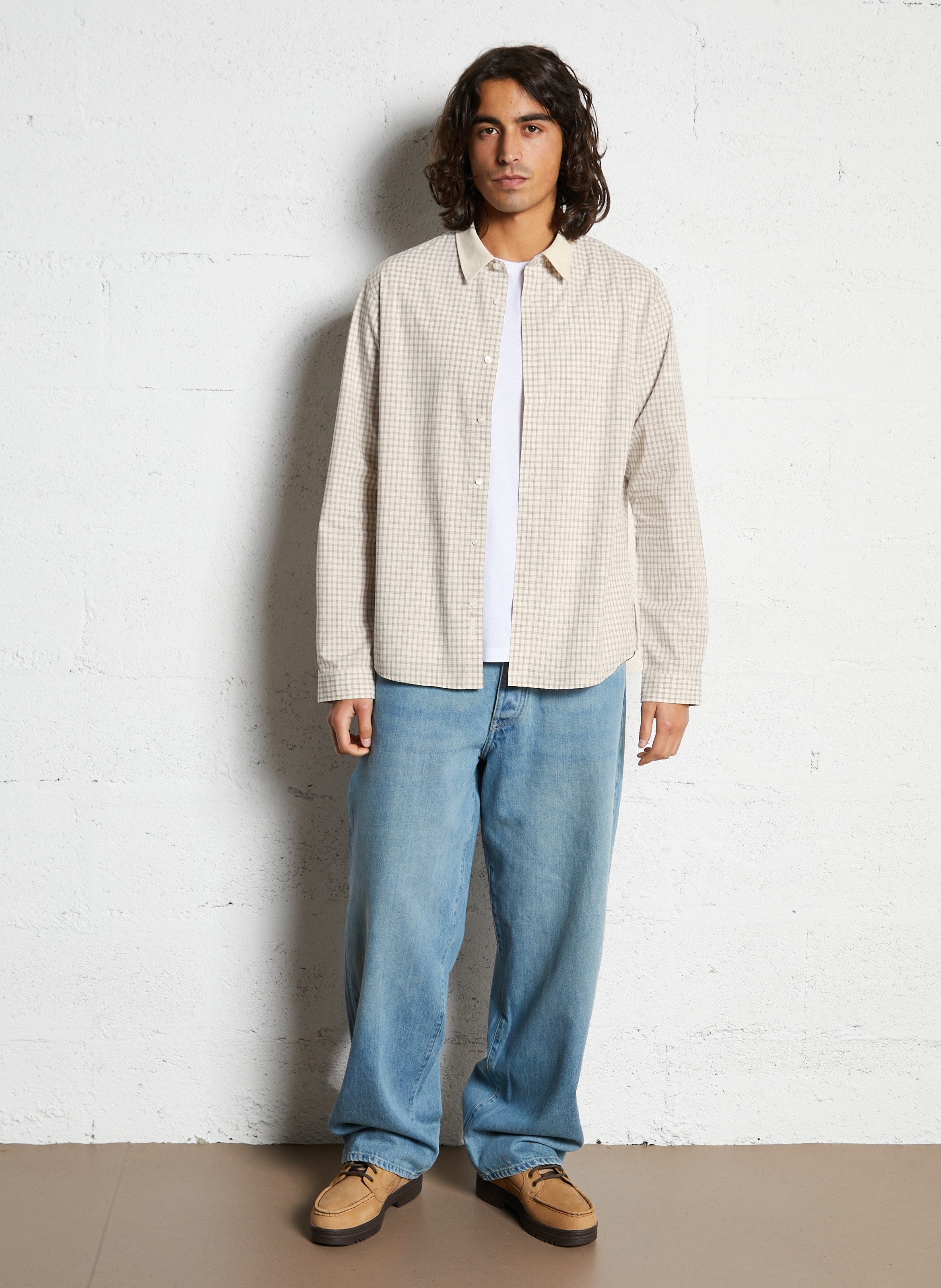 Chemise col classique à carreaux IKKS Blanc