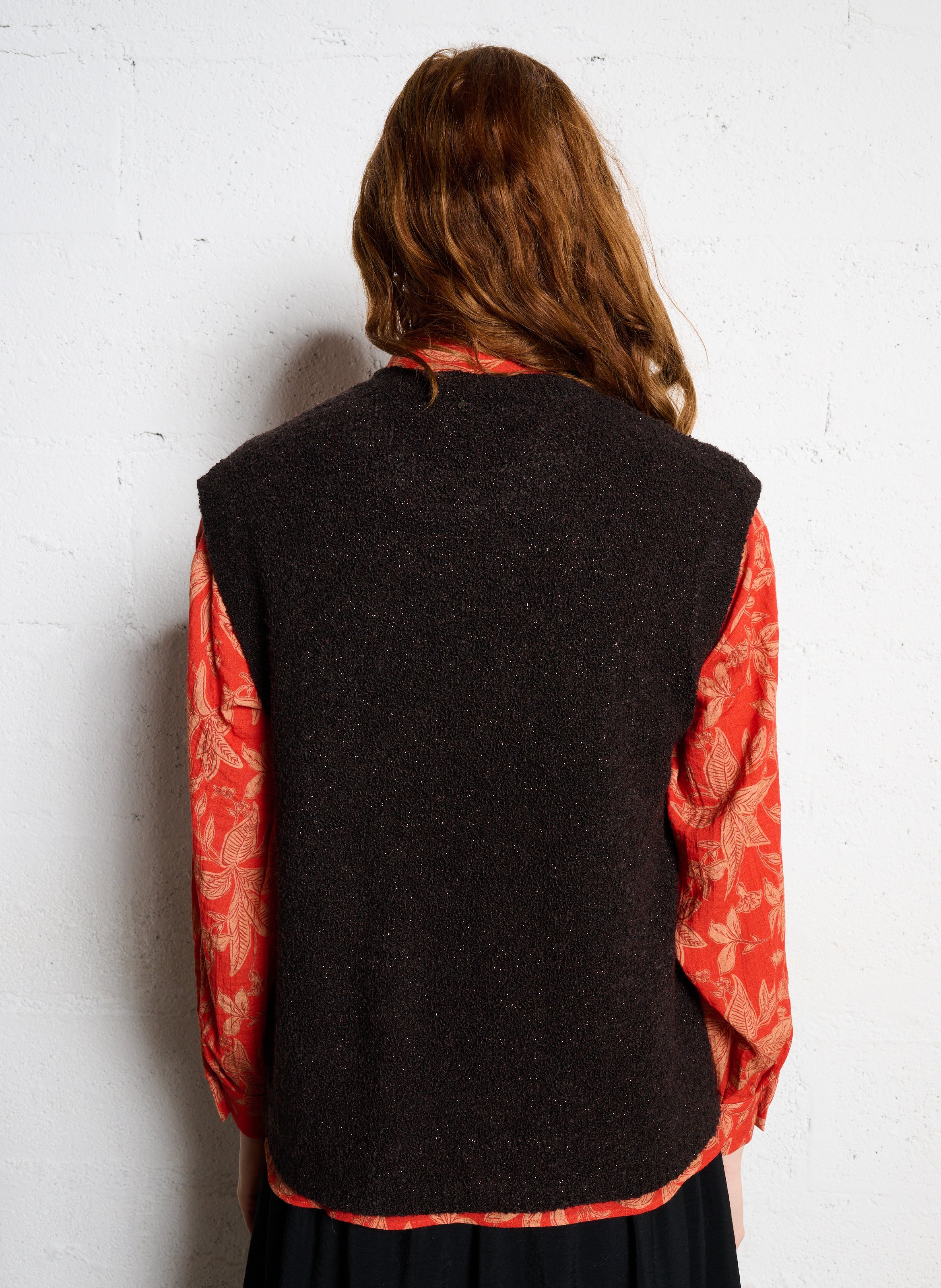 Sleeveless straight vest ONE STEP Brown