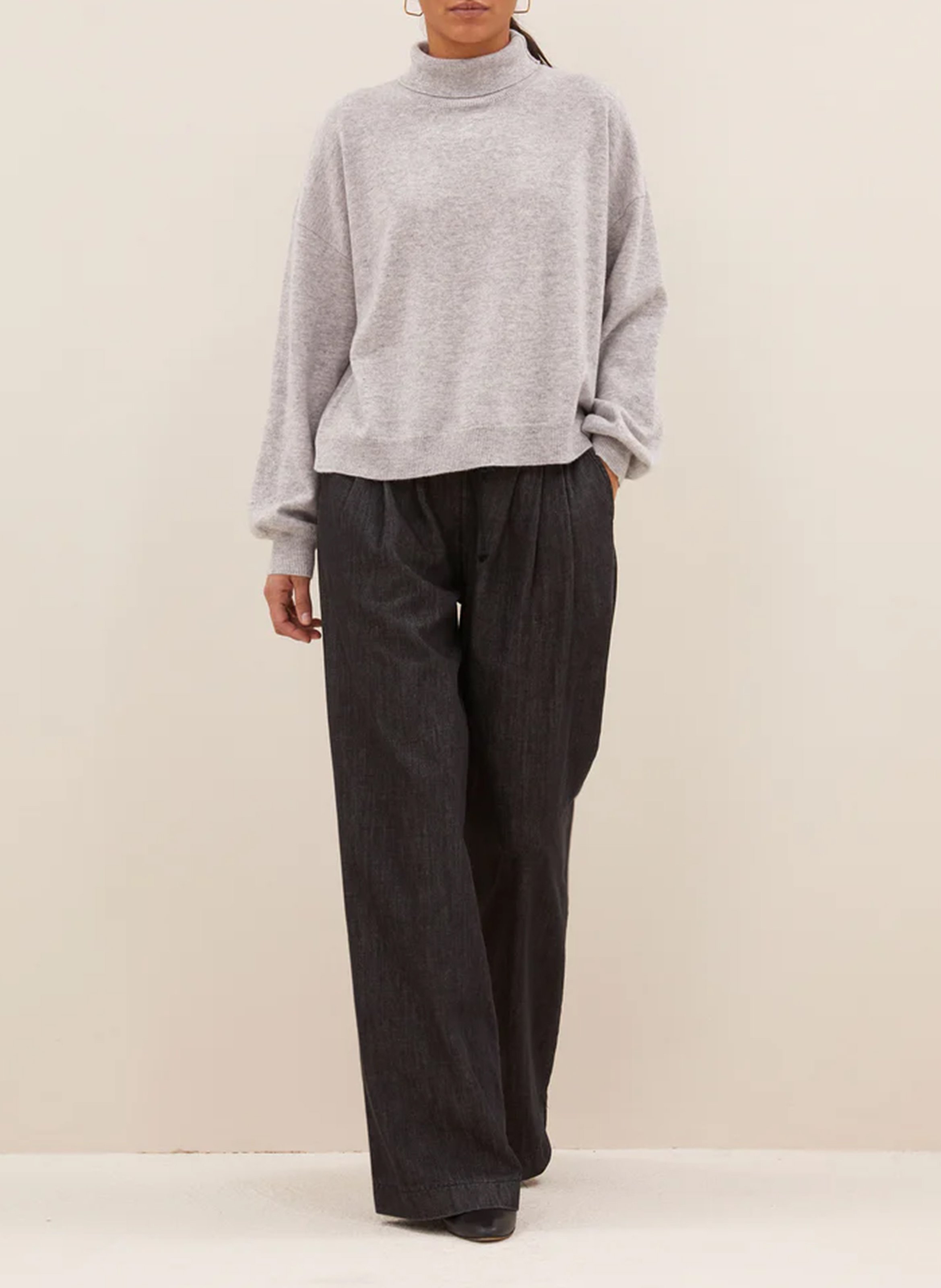 Oversize polo neck wool sweater BY BAR Grey