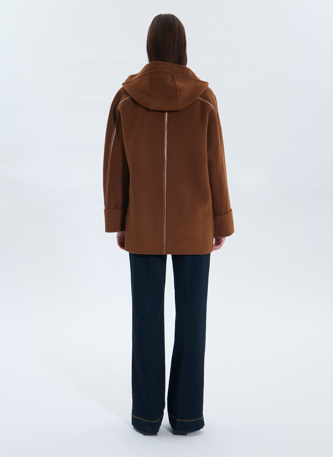 Straight wool-blend coat with hood ZAPA Brown