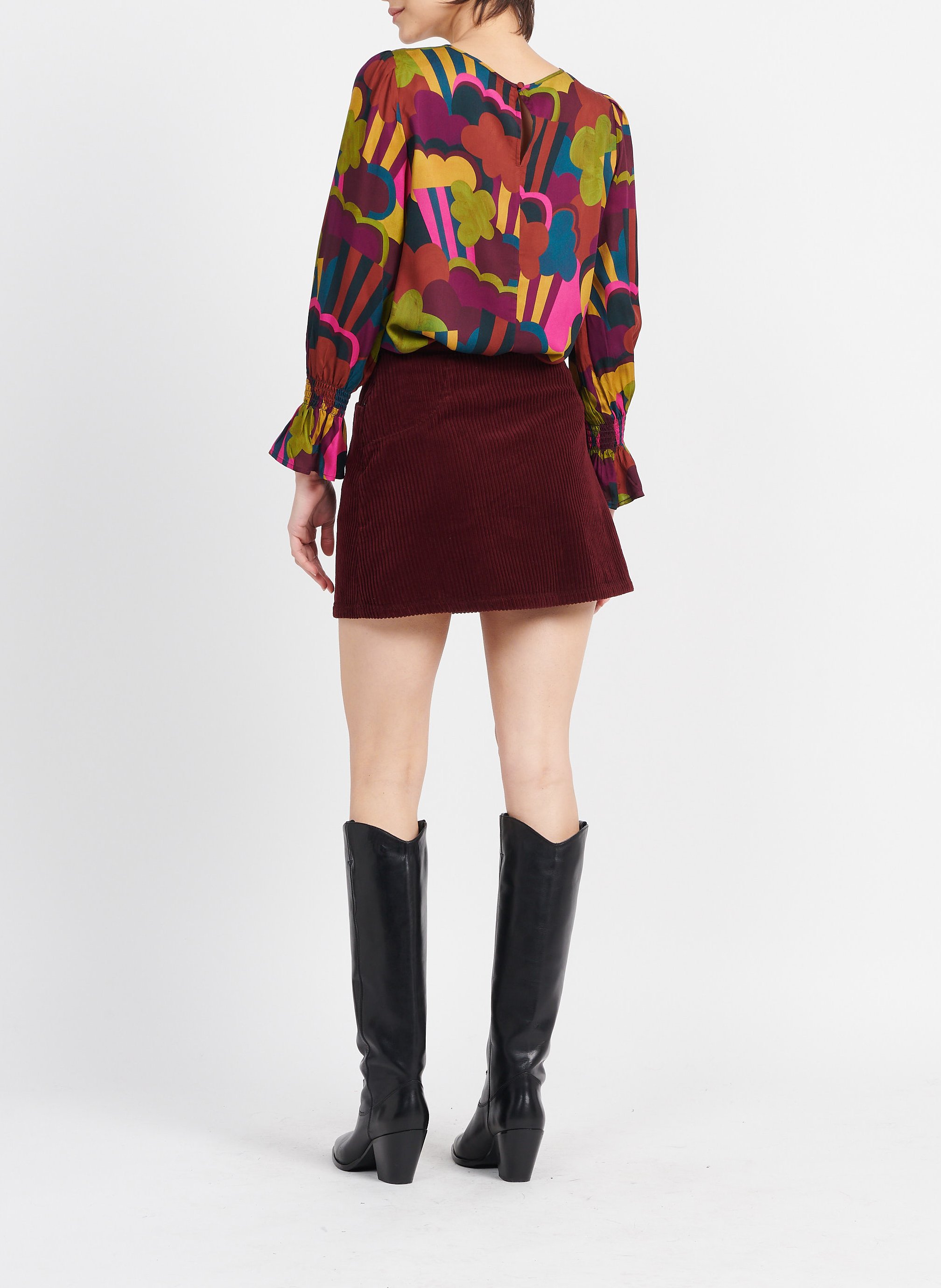 Jupe courte en jean SOI PARIS Violet