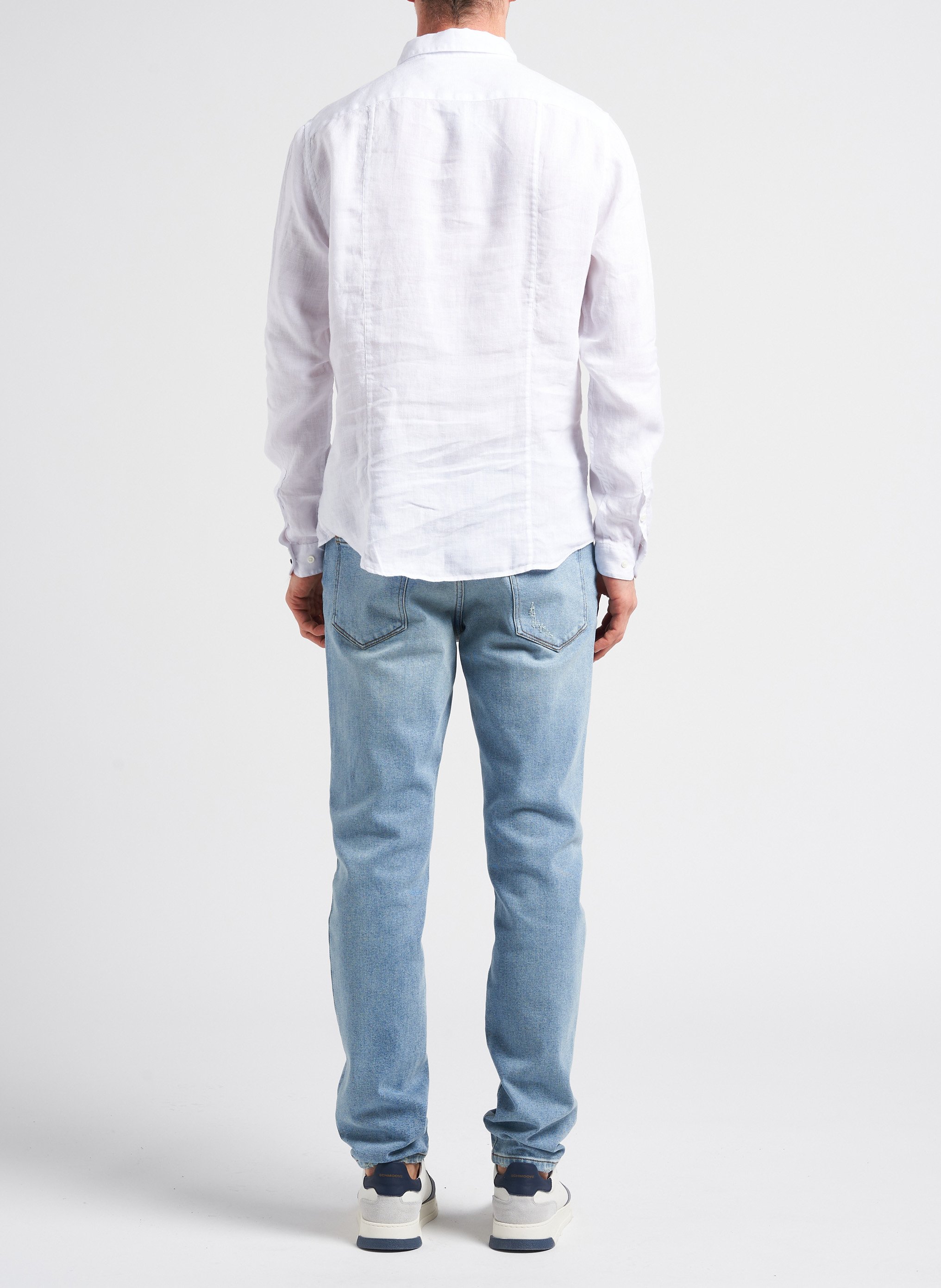Slim-fit linen shirt with classic collar IKKS White
