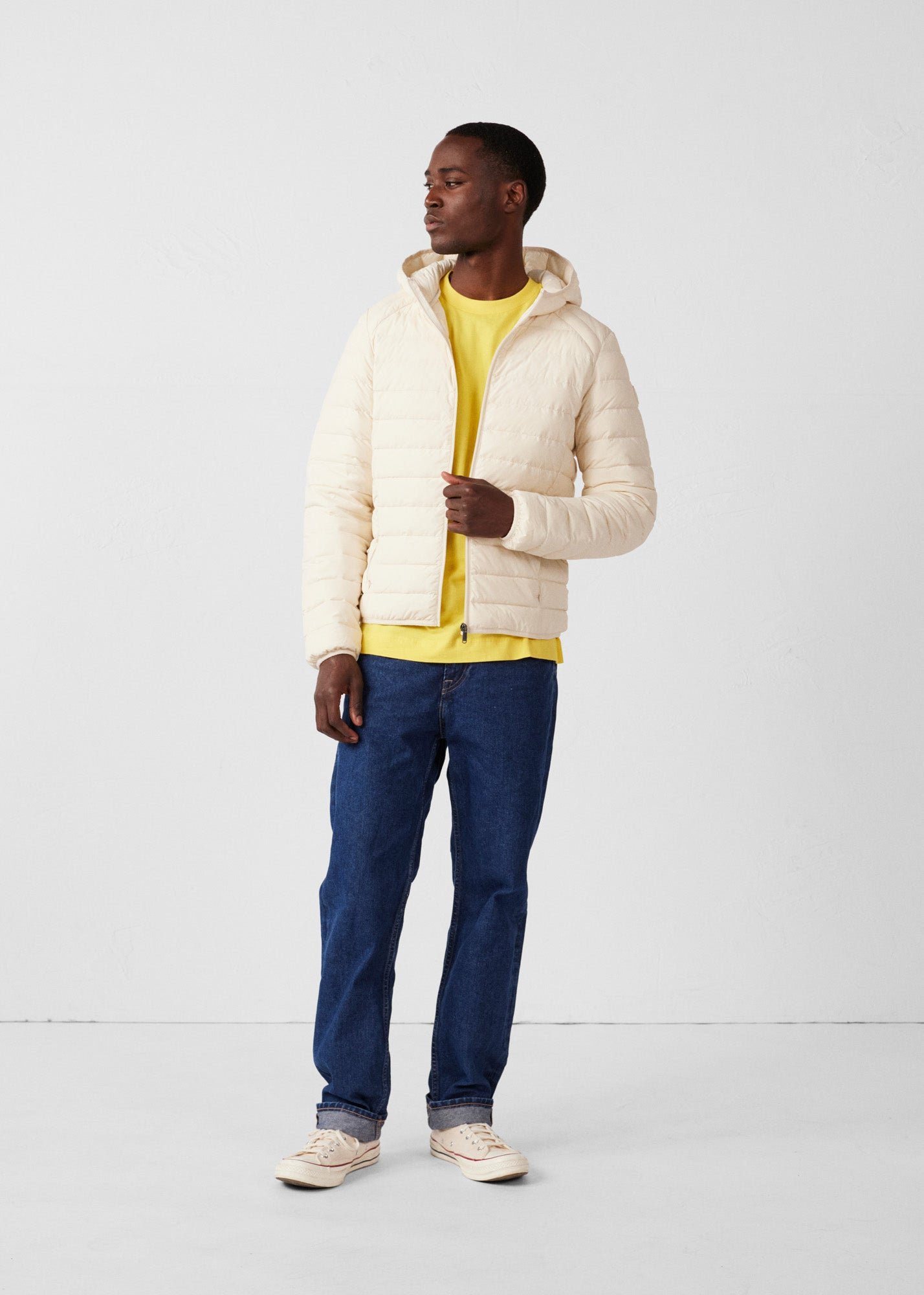 Frantz Stretch Lightweight Hooded Puffer Coat JOTT White