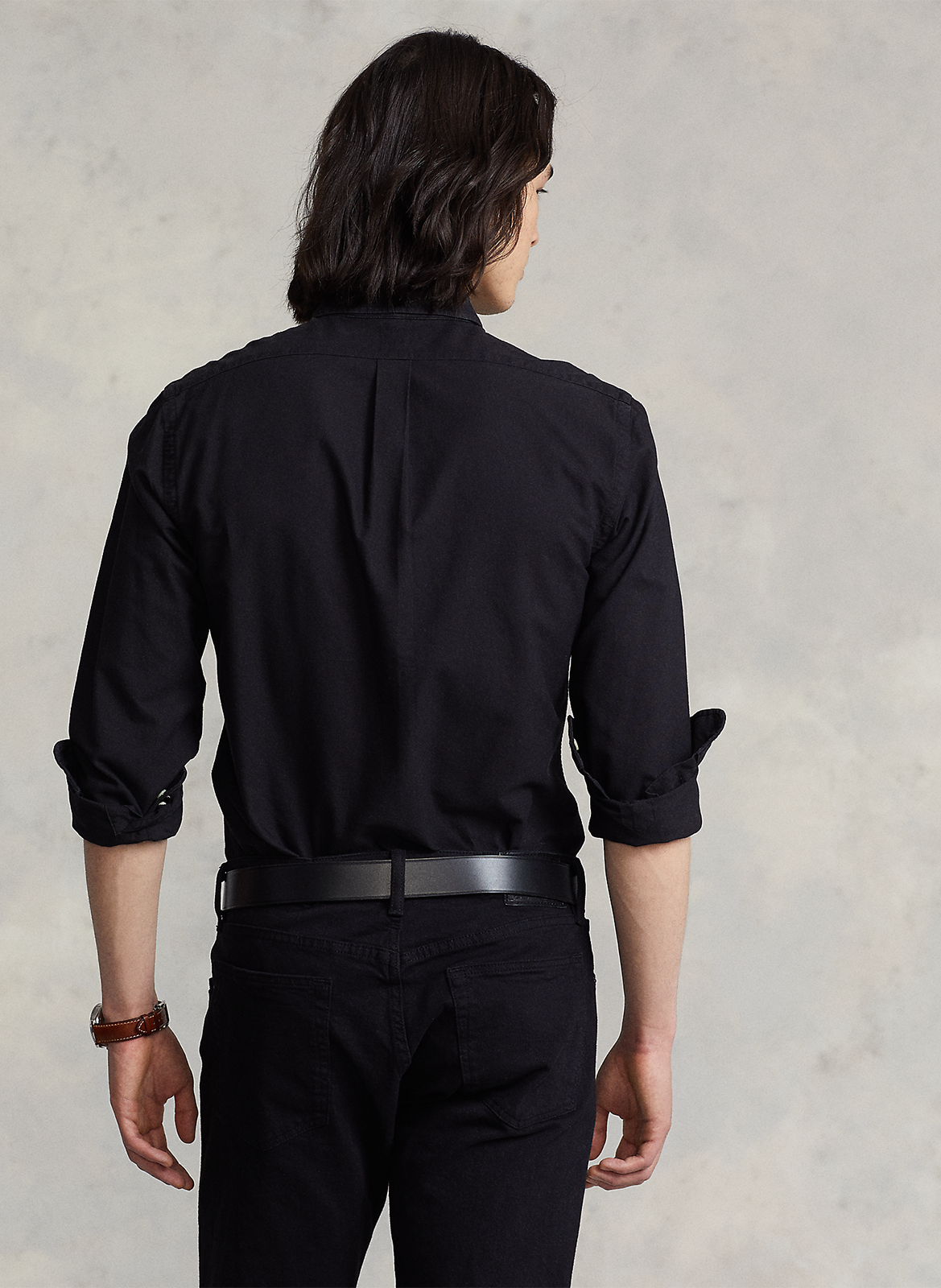 Slim-fit, katoenen overhemd met klassieke kraag en borduursel POLO RALPH LAUREN Zwart