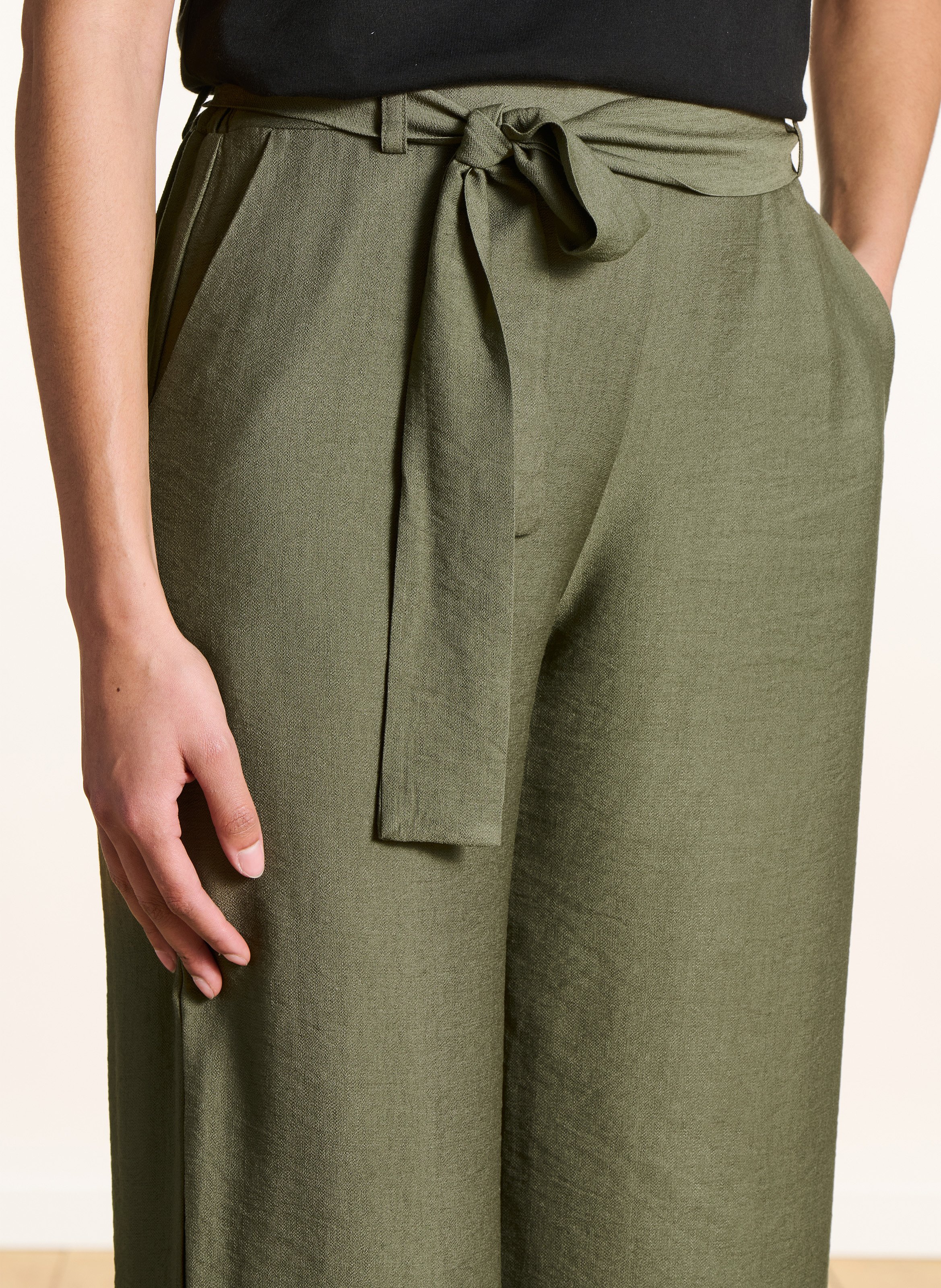 Pantalon large taille haute LA FEE MARABOUTEE Vert