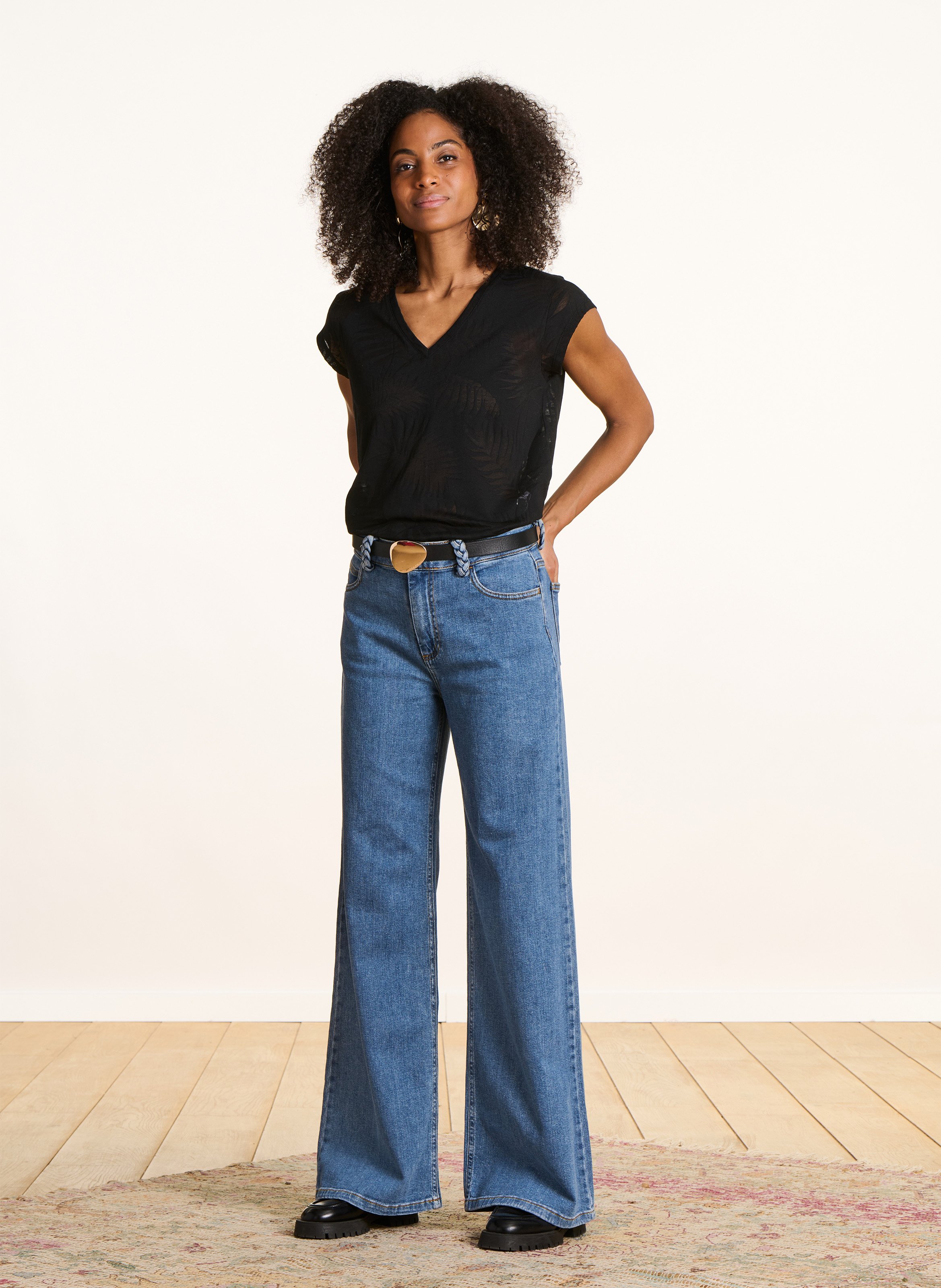 Farbige Straight Cut Jeans mit 5 Taschen LA FEE MARABOUTEE Blau