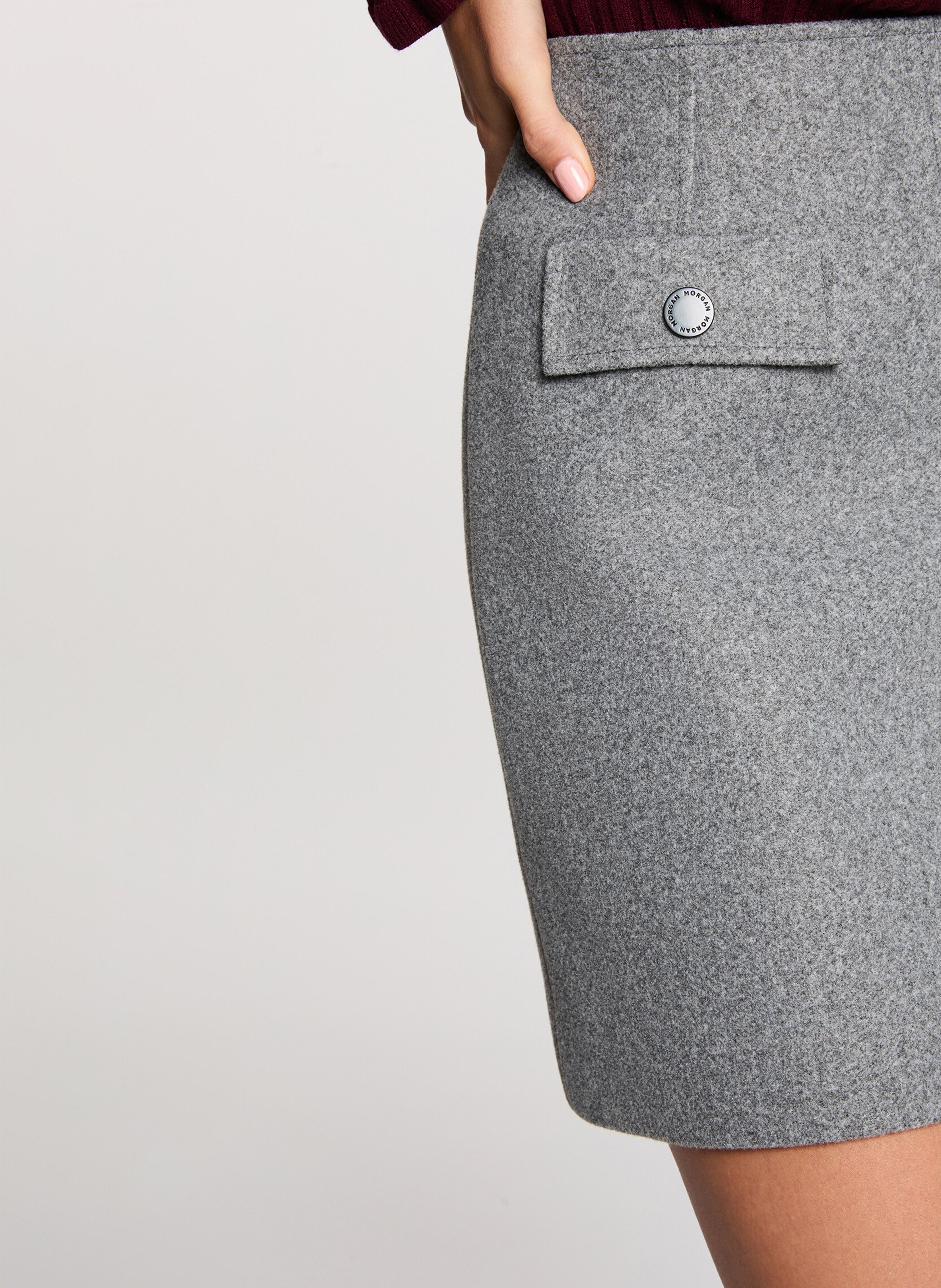 Flared Short Solid Skirt MORGAN Grey