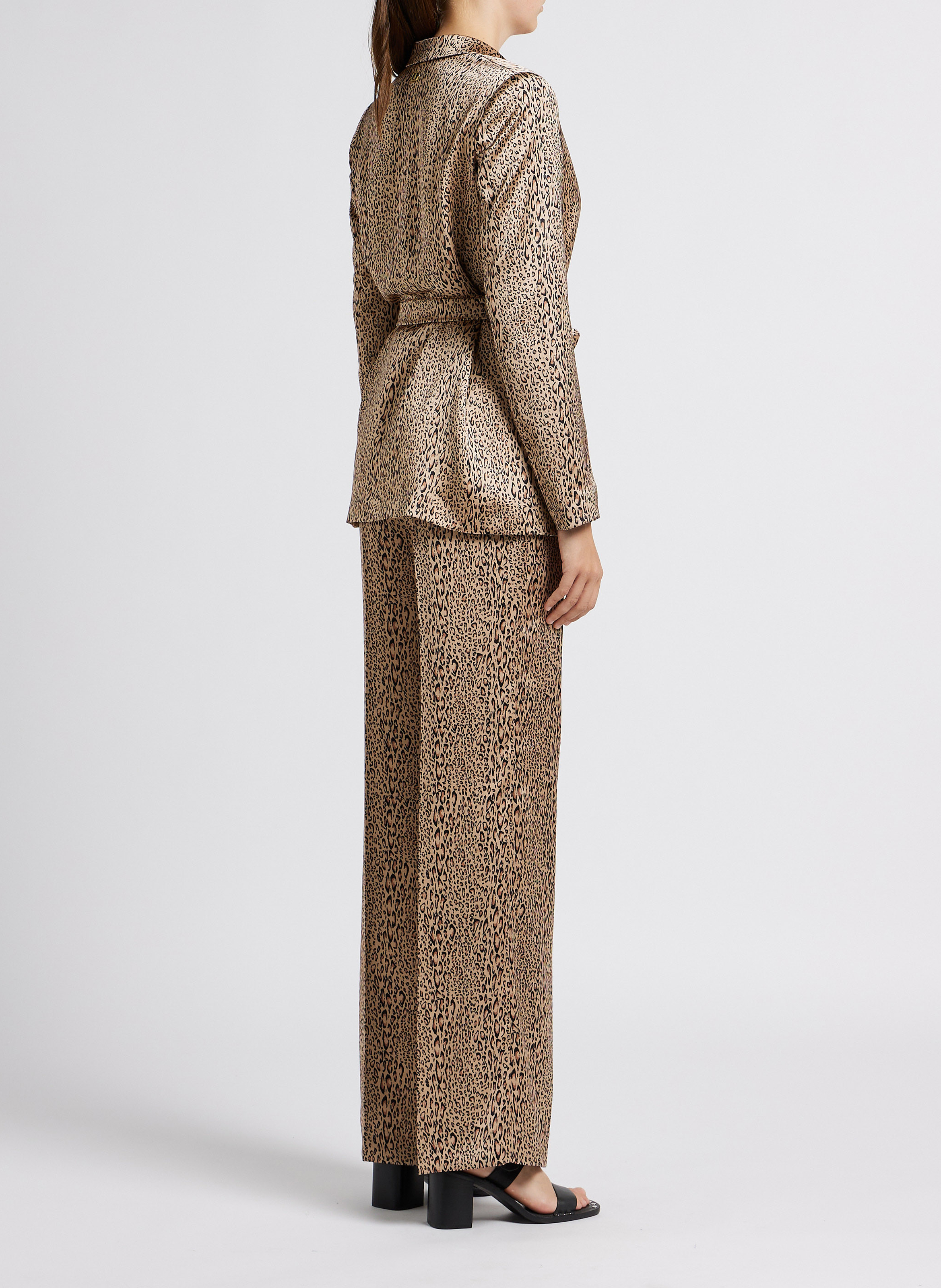 Leopard print pleated pants TWINSET Brown