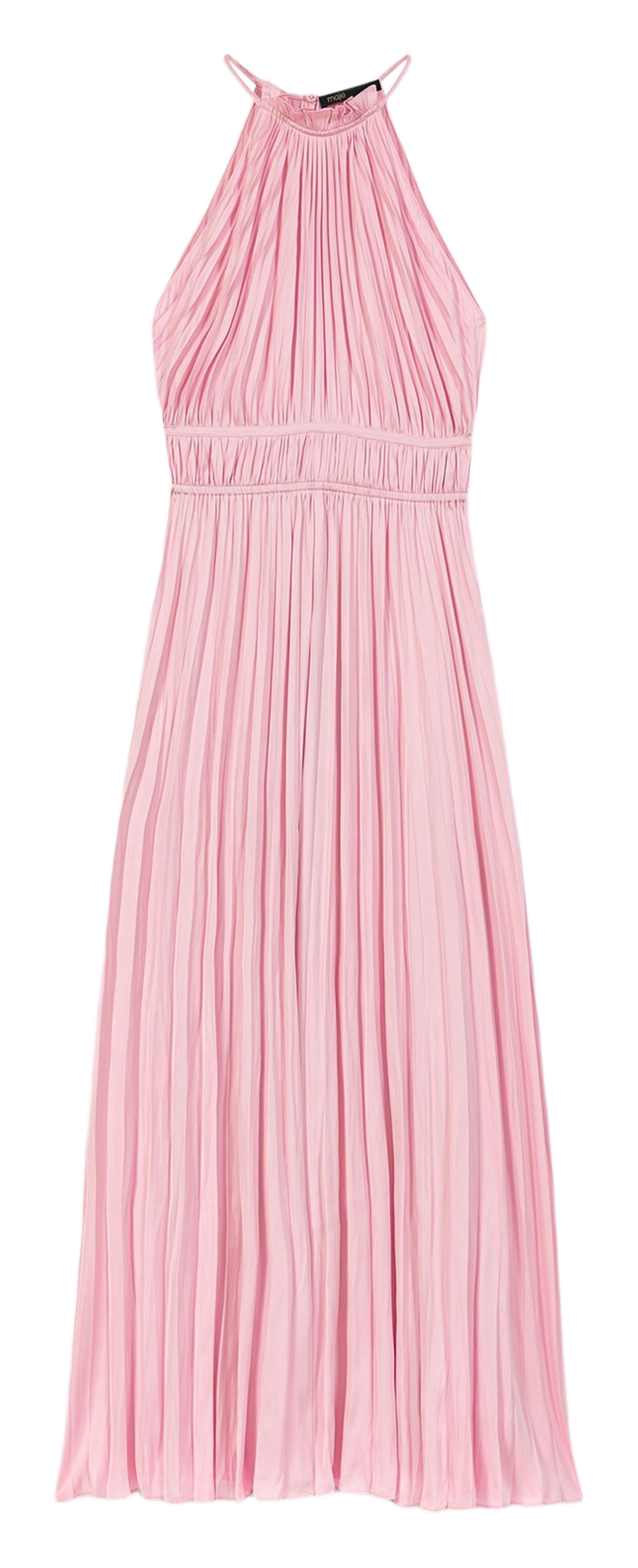 Geplooide lange uitlopende jurk. MAJE Roze