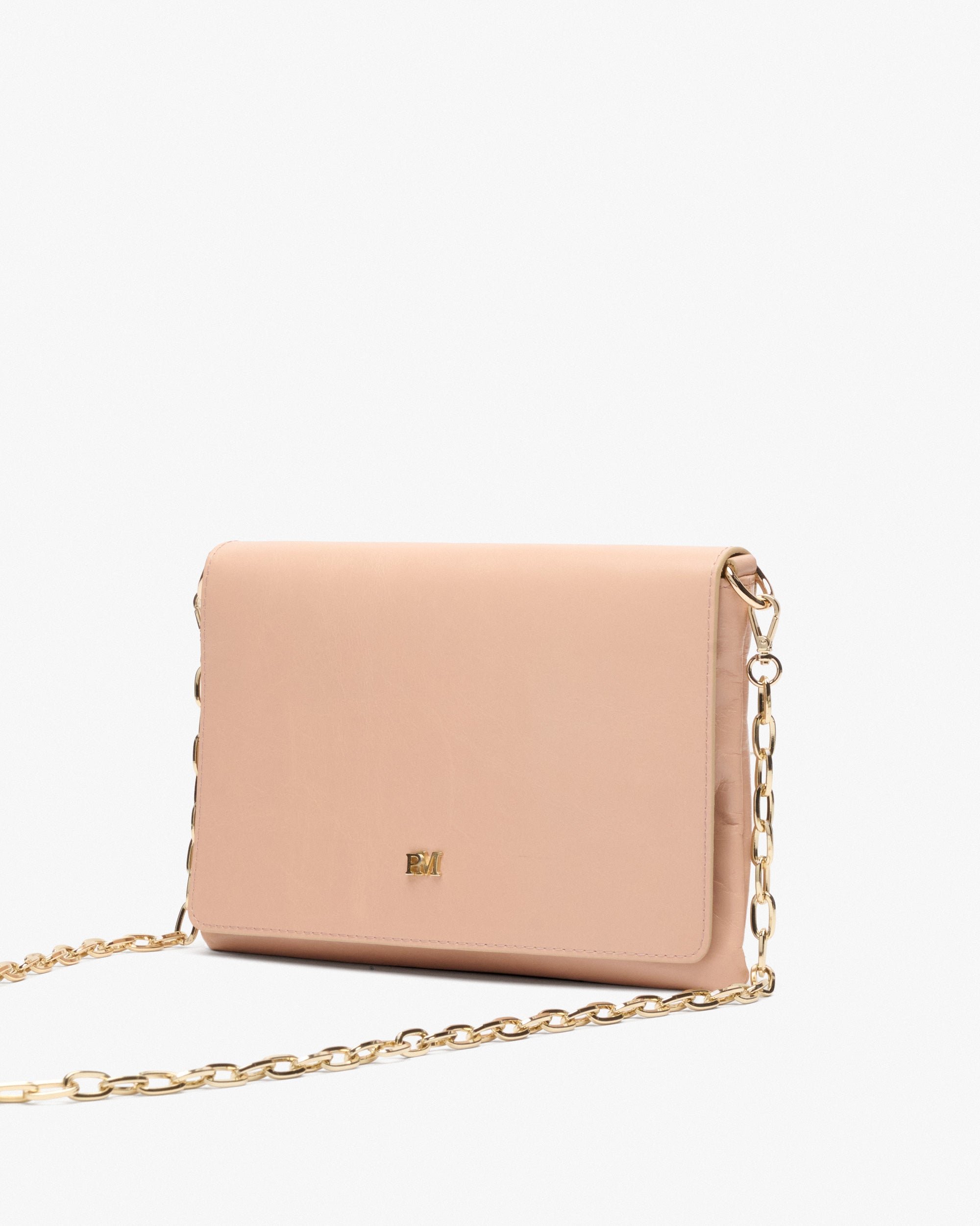 Green leather evening bag with chain PEDRO MIRALLES Pink