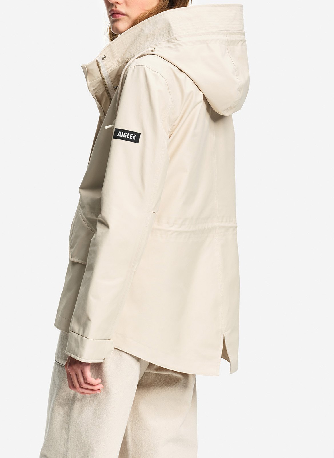 Plain zip-up parka with hood AIGLE Beige