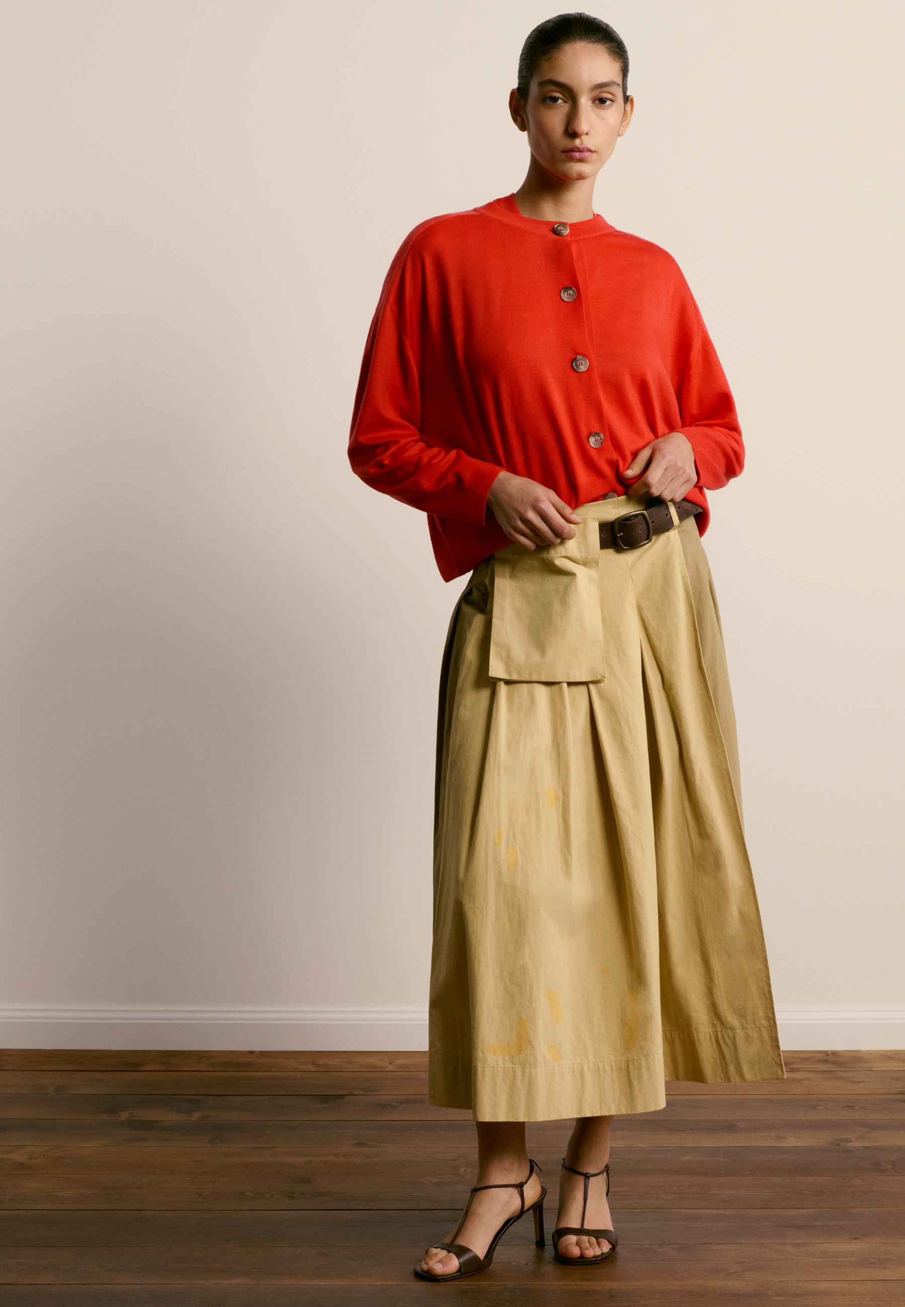 Merino wool cardigan MAISON MONTAGUT Red