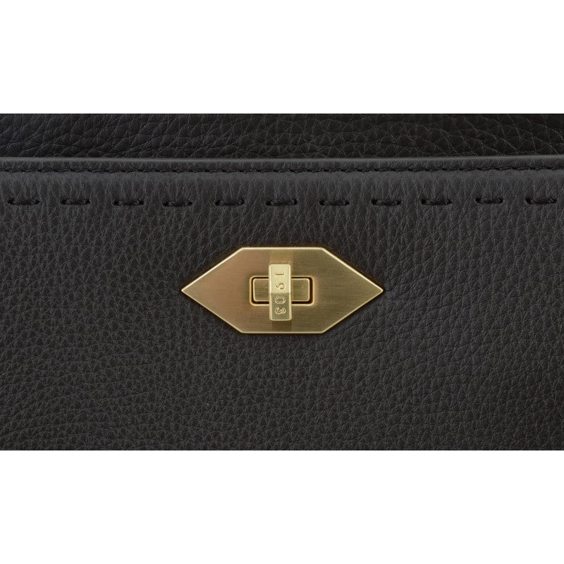 Calfskin leather handbag POURCHET Brown