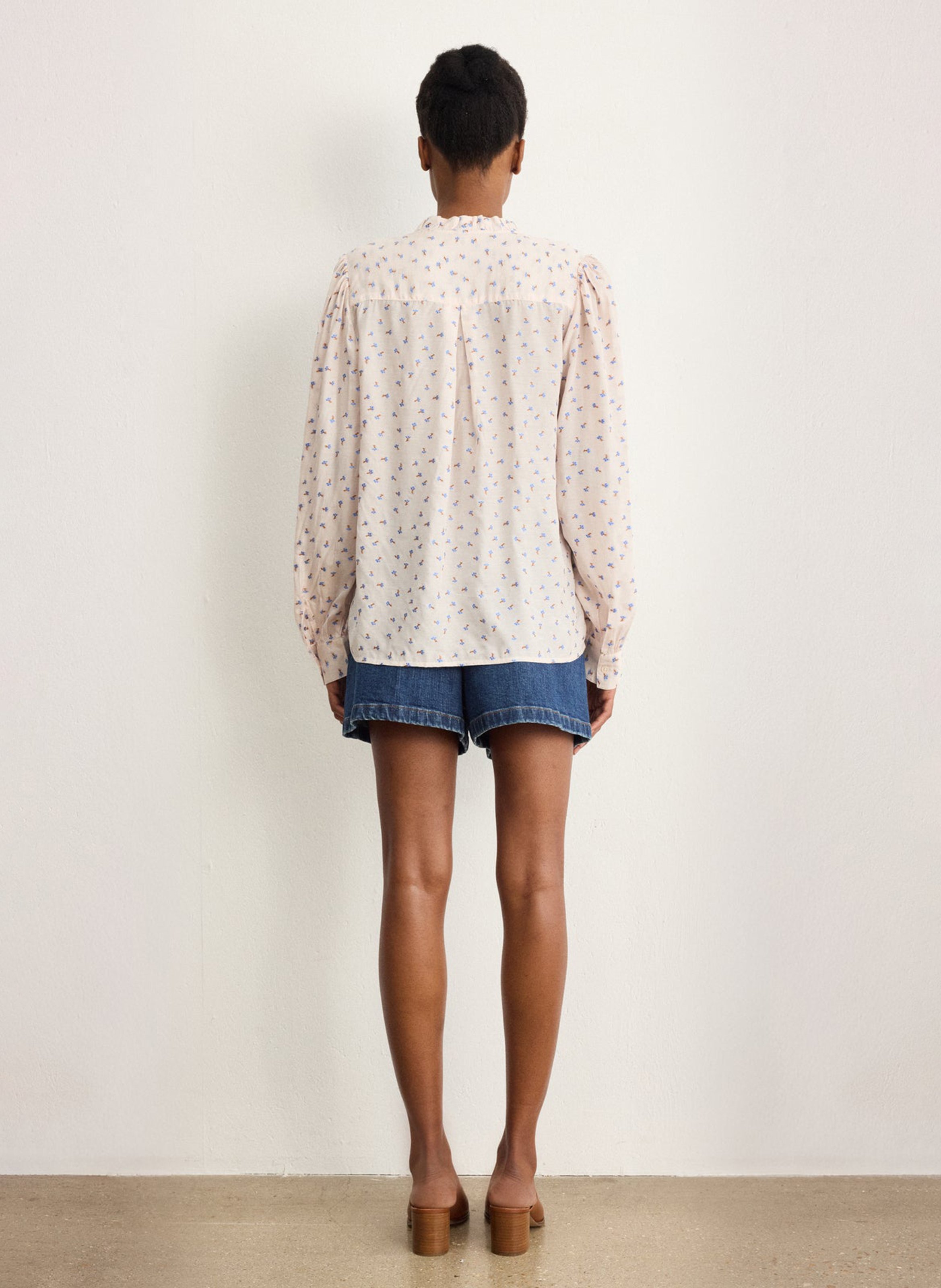 Chemise col V imprimée PABLO Rouge