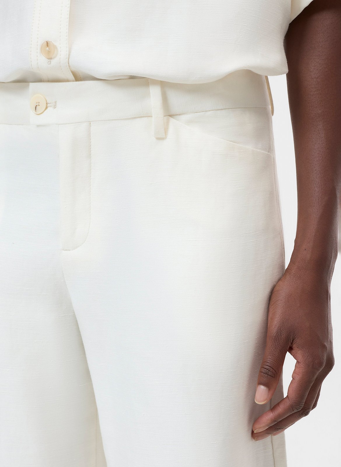 Weit geschnittene Hose aus Leinen-Mix CLOSED Beige