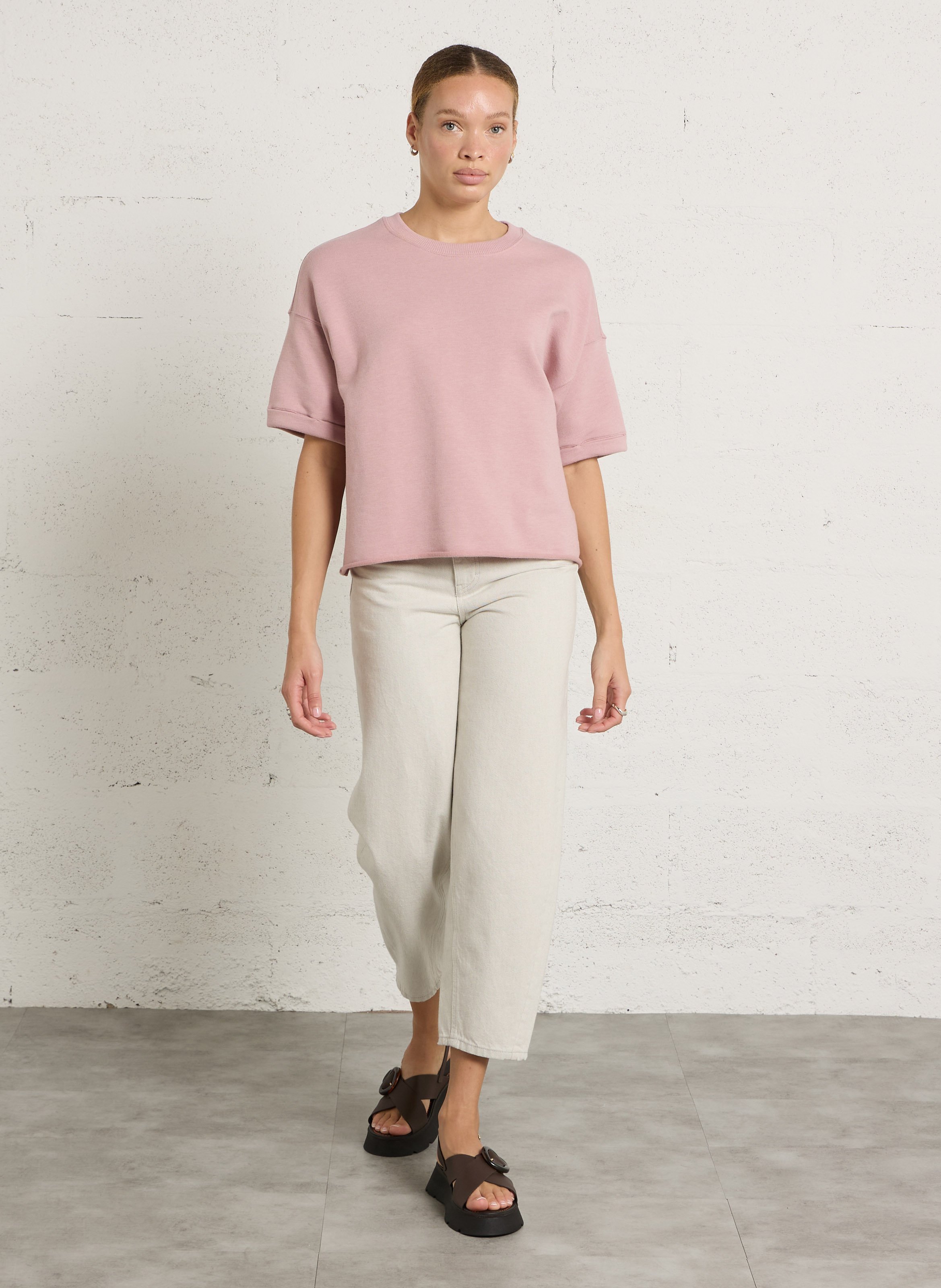 Oversized cotton-blend sweatshirt with round neck HOD PARIS Purple