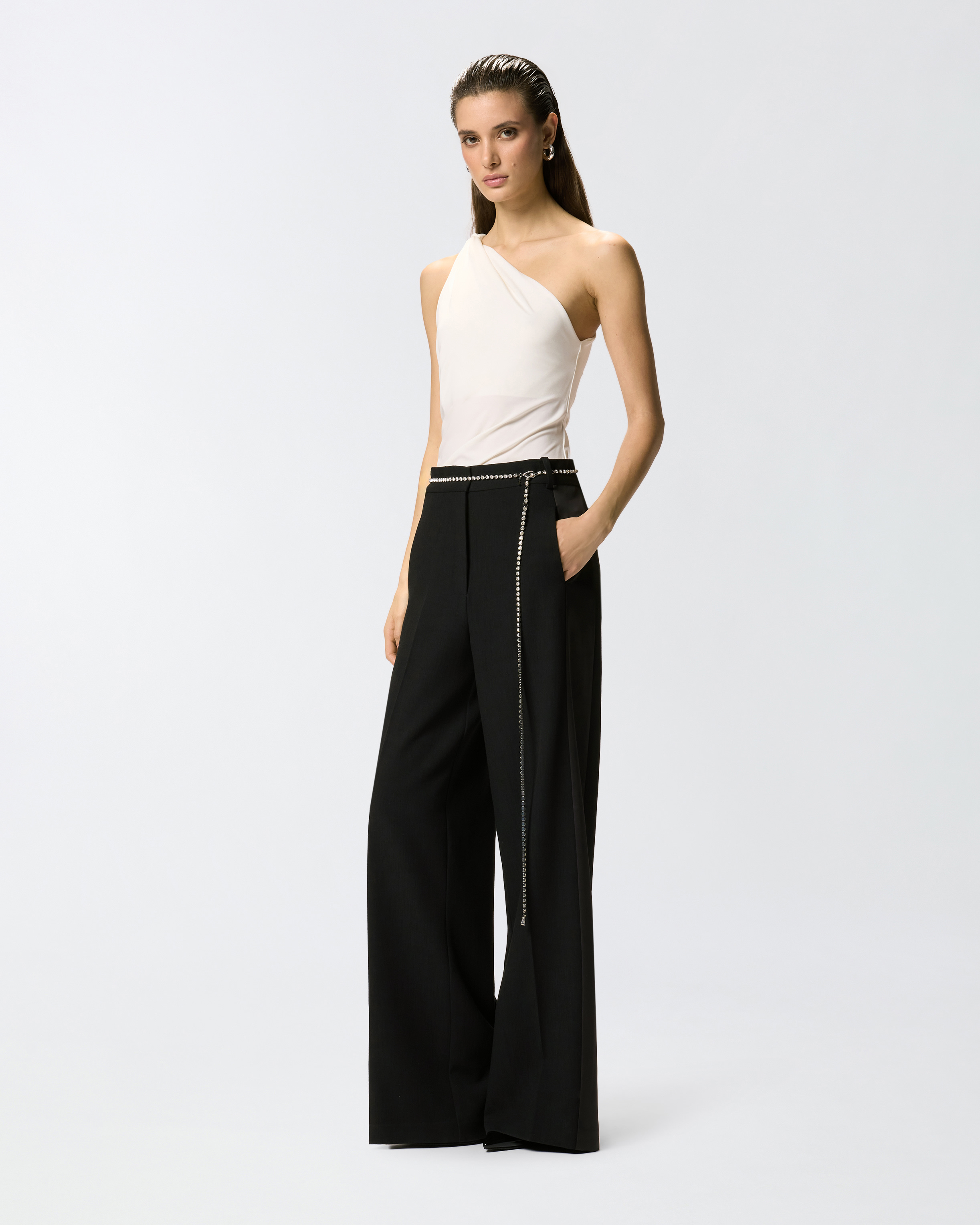 Pantalon à ceinture bijou PINKO Noir