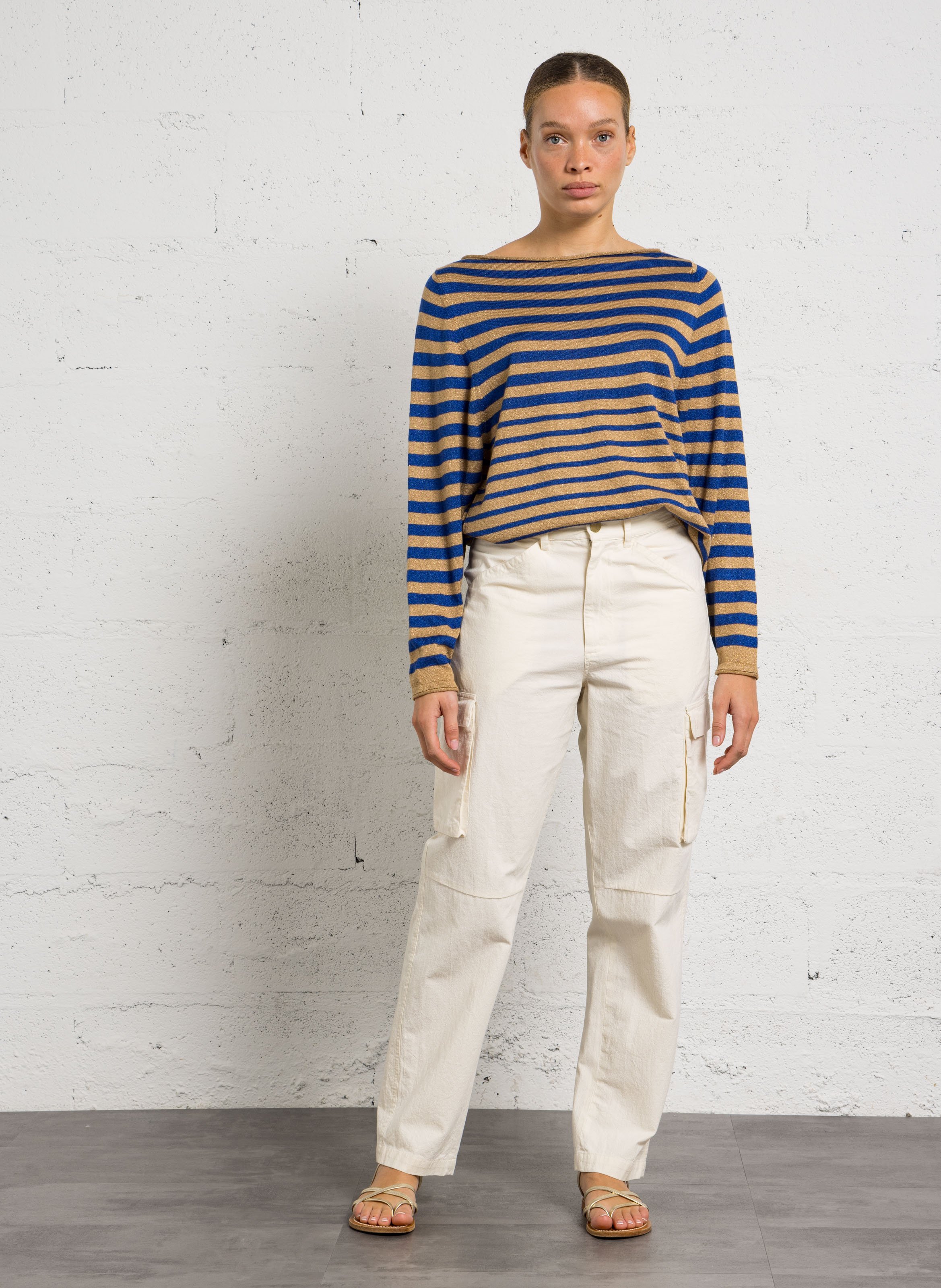 Straight fit organic cotton cargo pants LEON & HARPER White