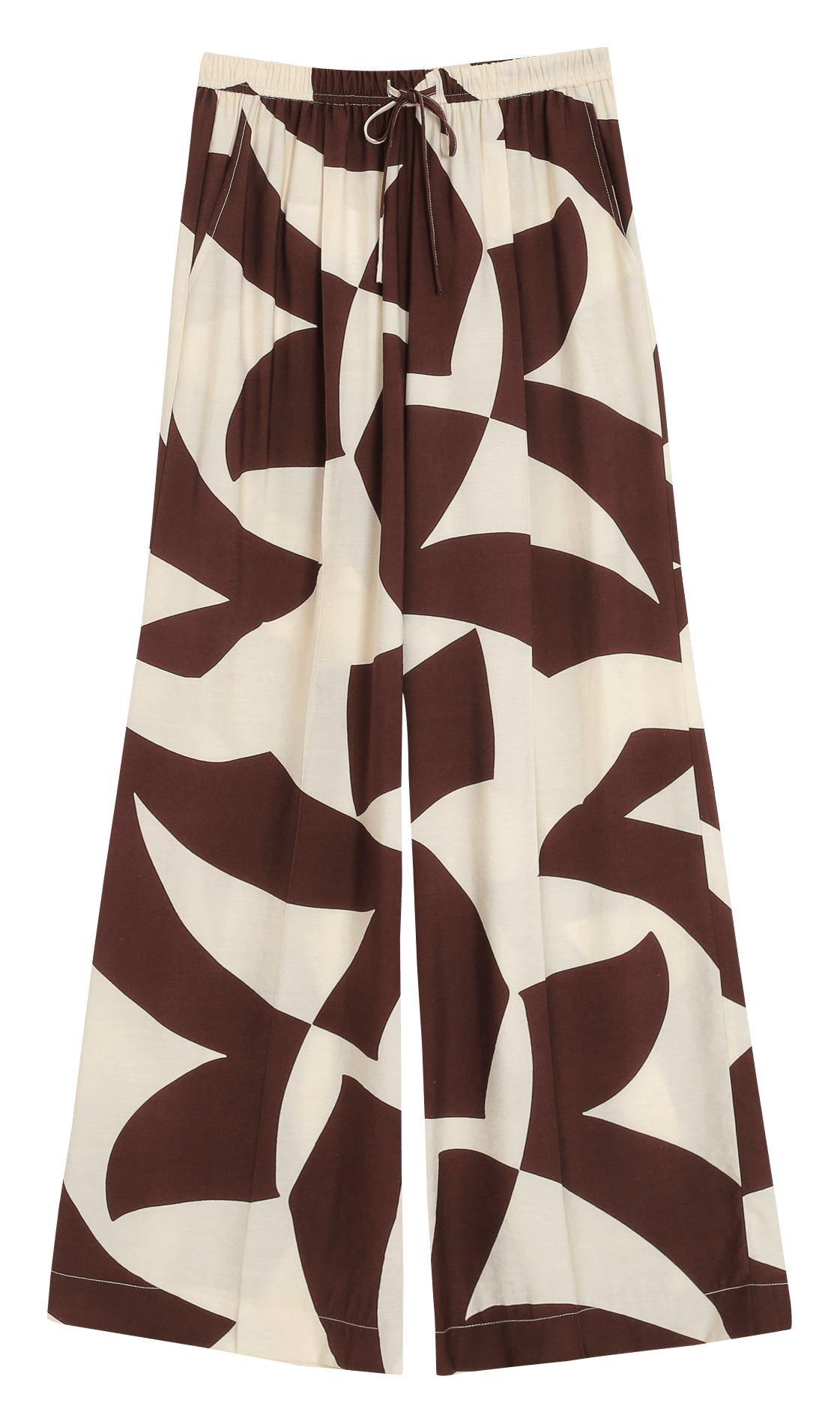 Pantalon large taille mi-haute imprimé GRACE ET MILA Marron