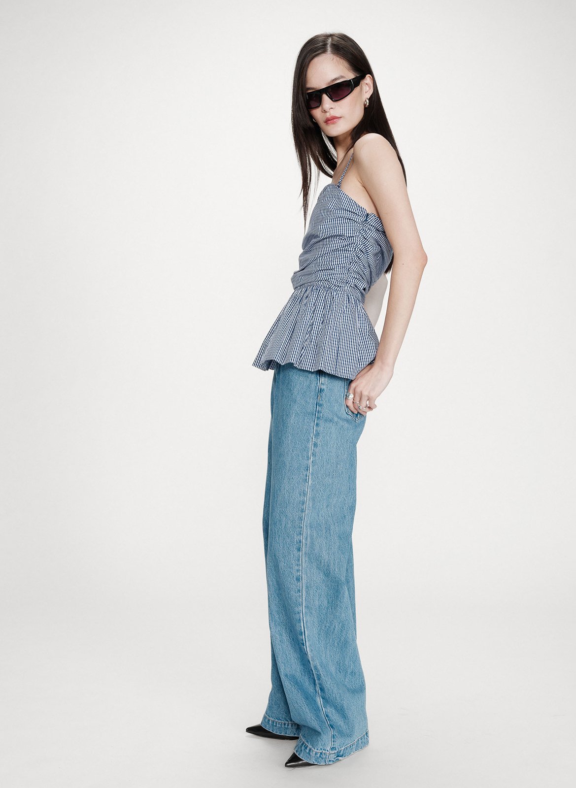 Top droit en coton imprimé GRACE ET MILA Bleu