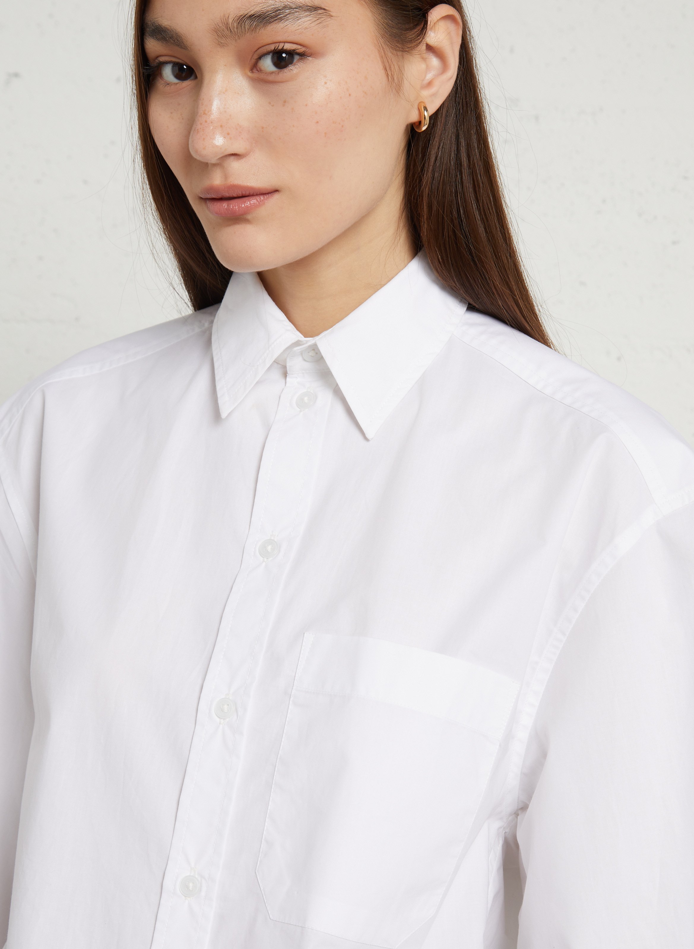 Oversized short-sleeve solid shirt RAE ANTWERP White