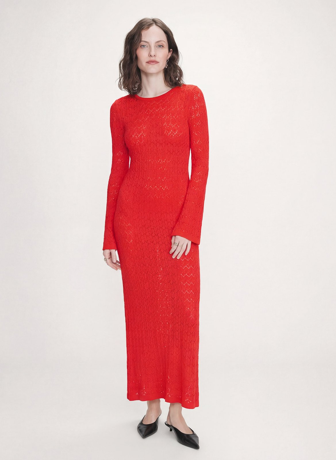 Langärmliges Rundhals-Strickkleid GRACE ET MILA Rot