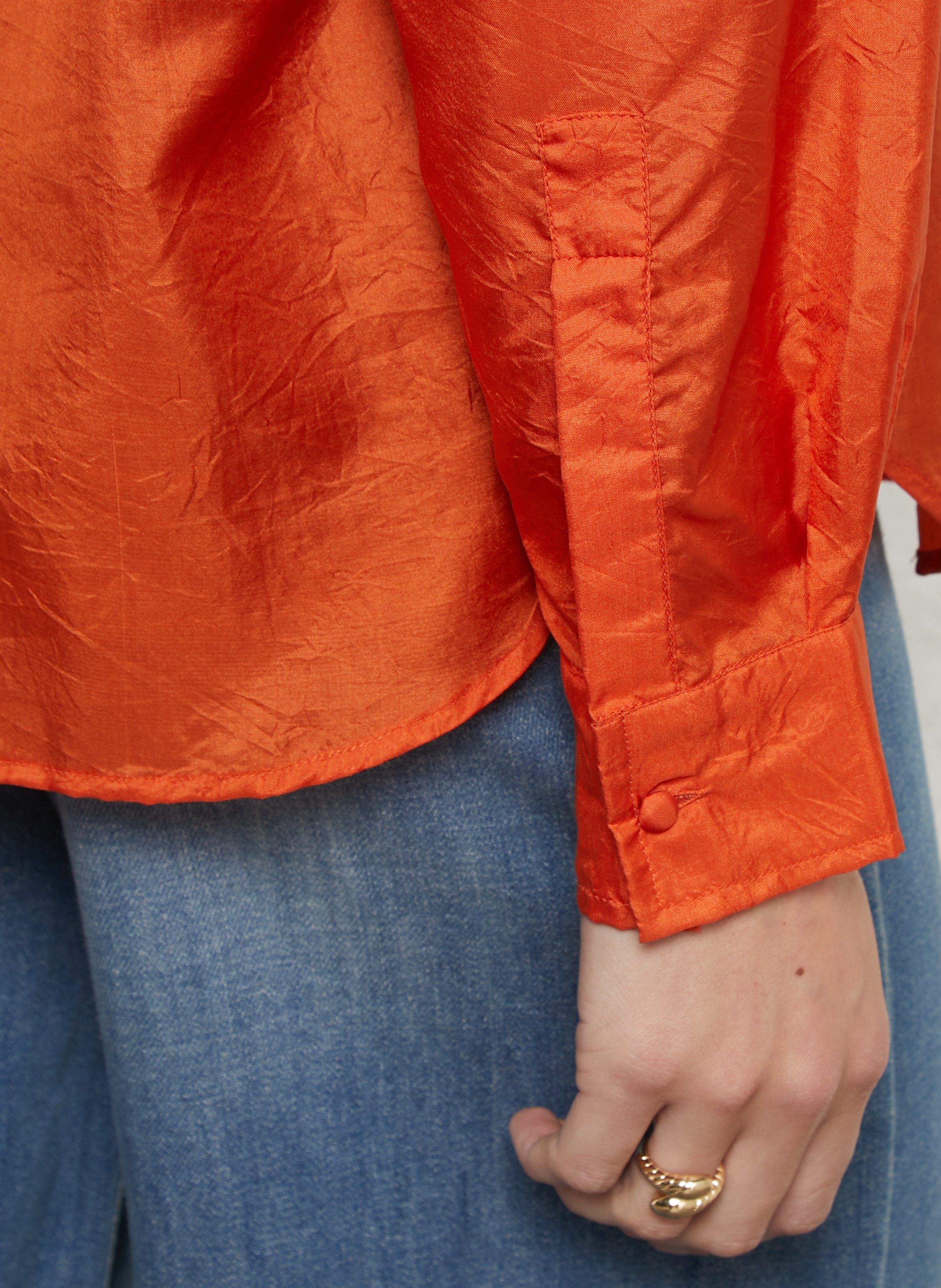 Chemise en soie col classique MOMONI Orange