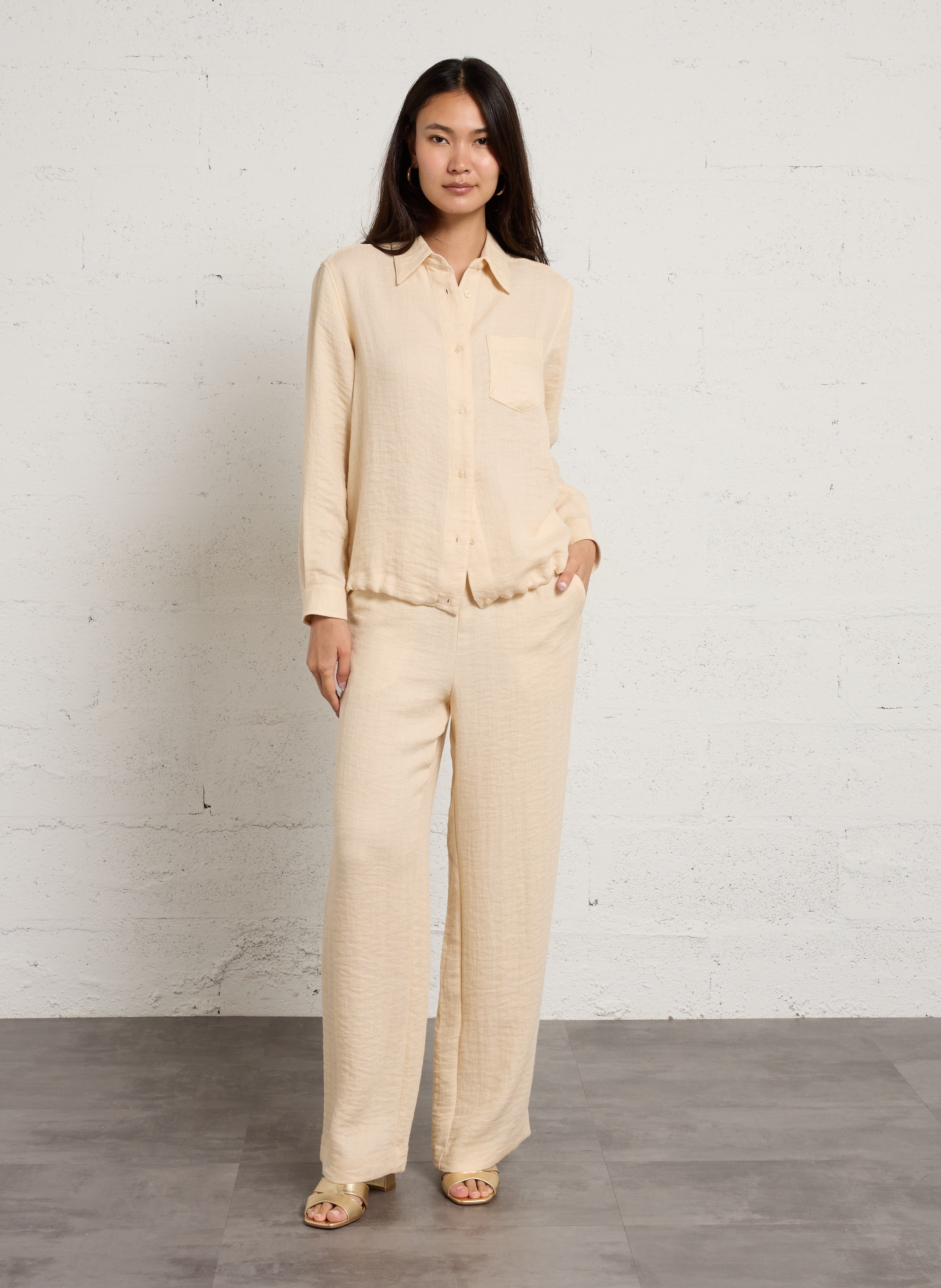 Chemise droite boutonnée ajustable MAISON 123 Beige