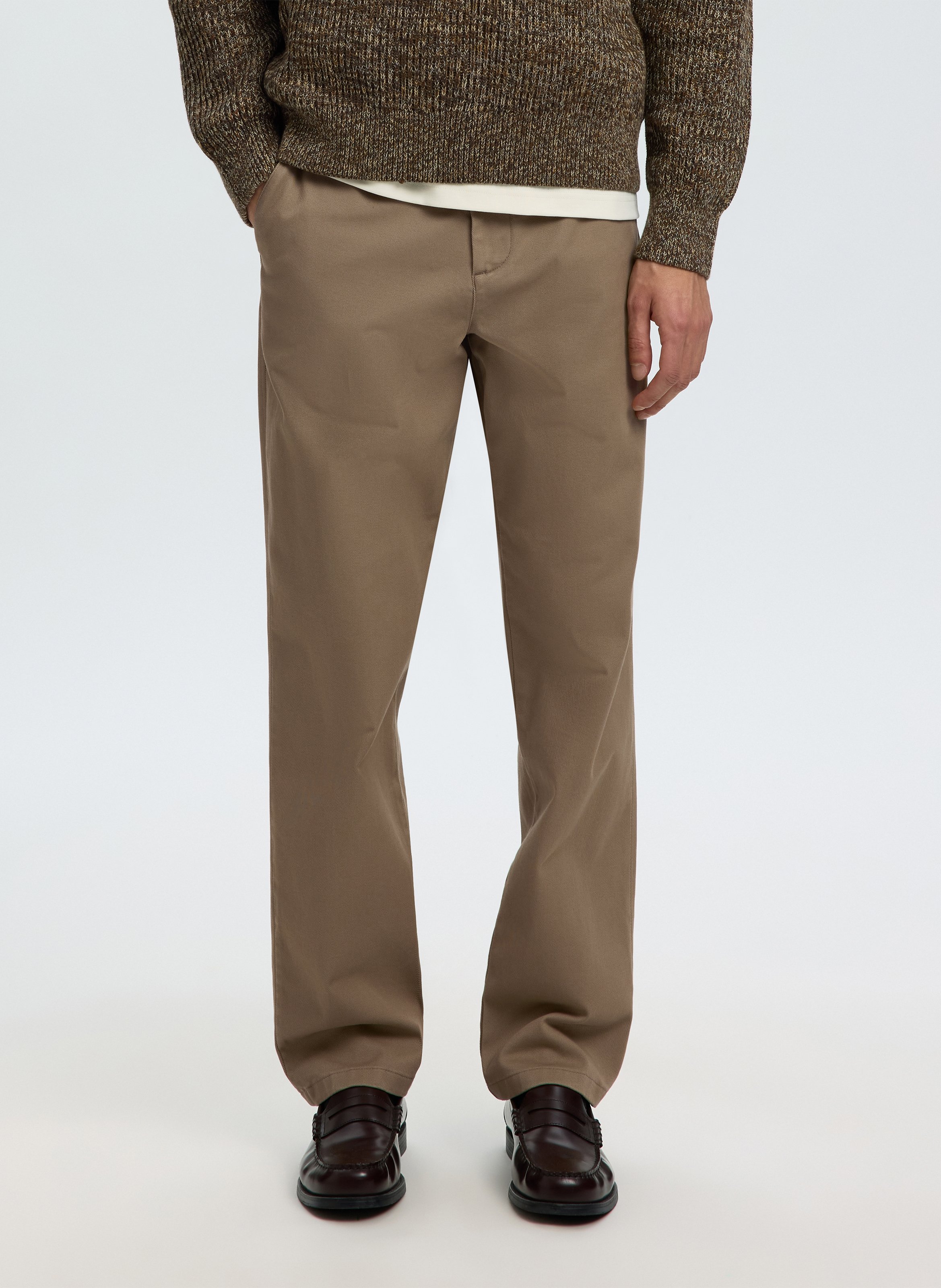 Gerade geschnittene Hose aus Bio-Baumwoll-Mix SELECTED Braun