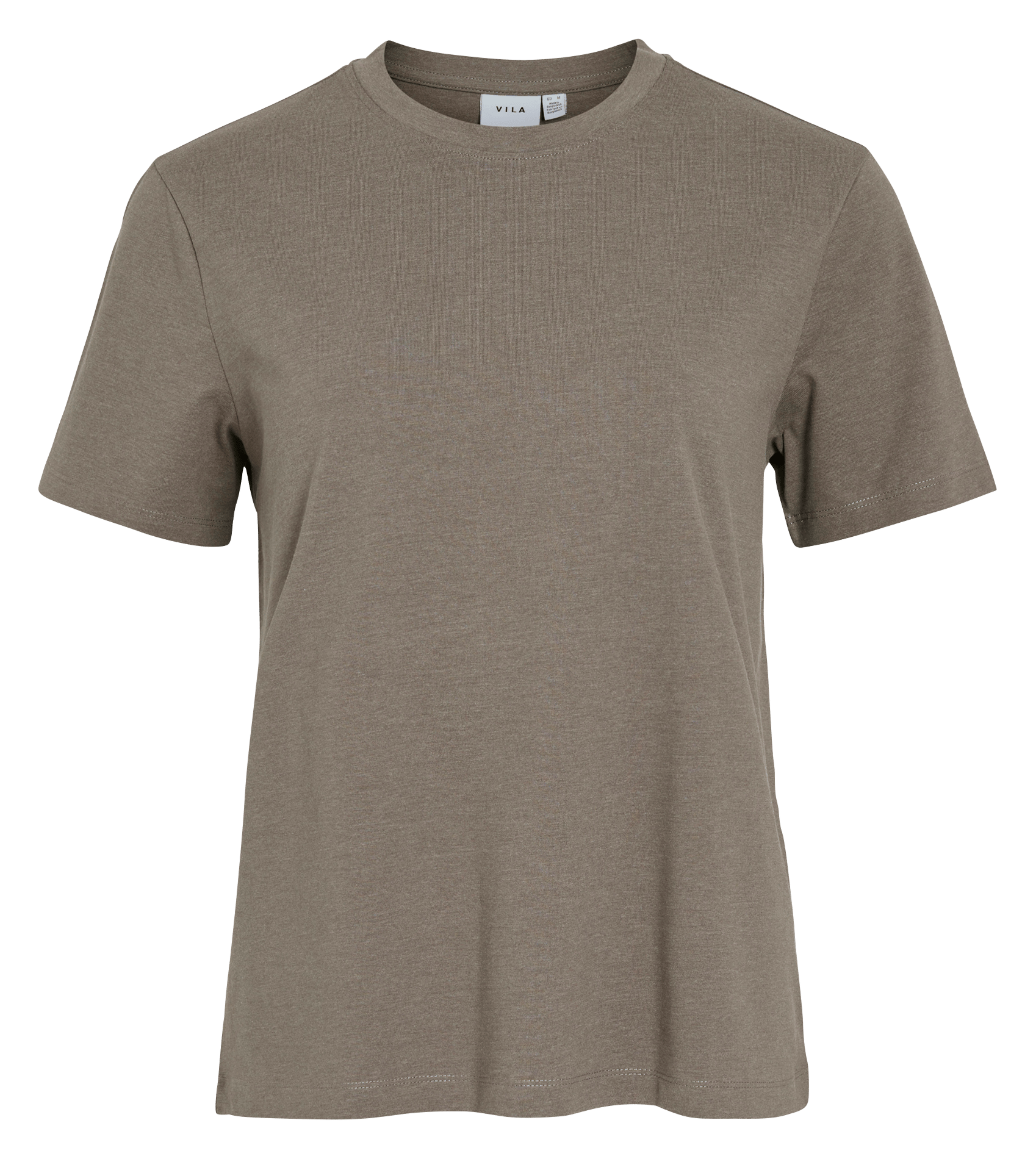 Round-neck organic cotton T-shirt VILA Brown