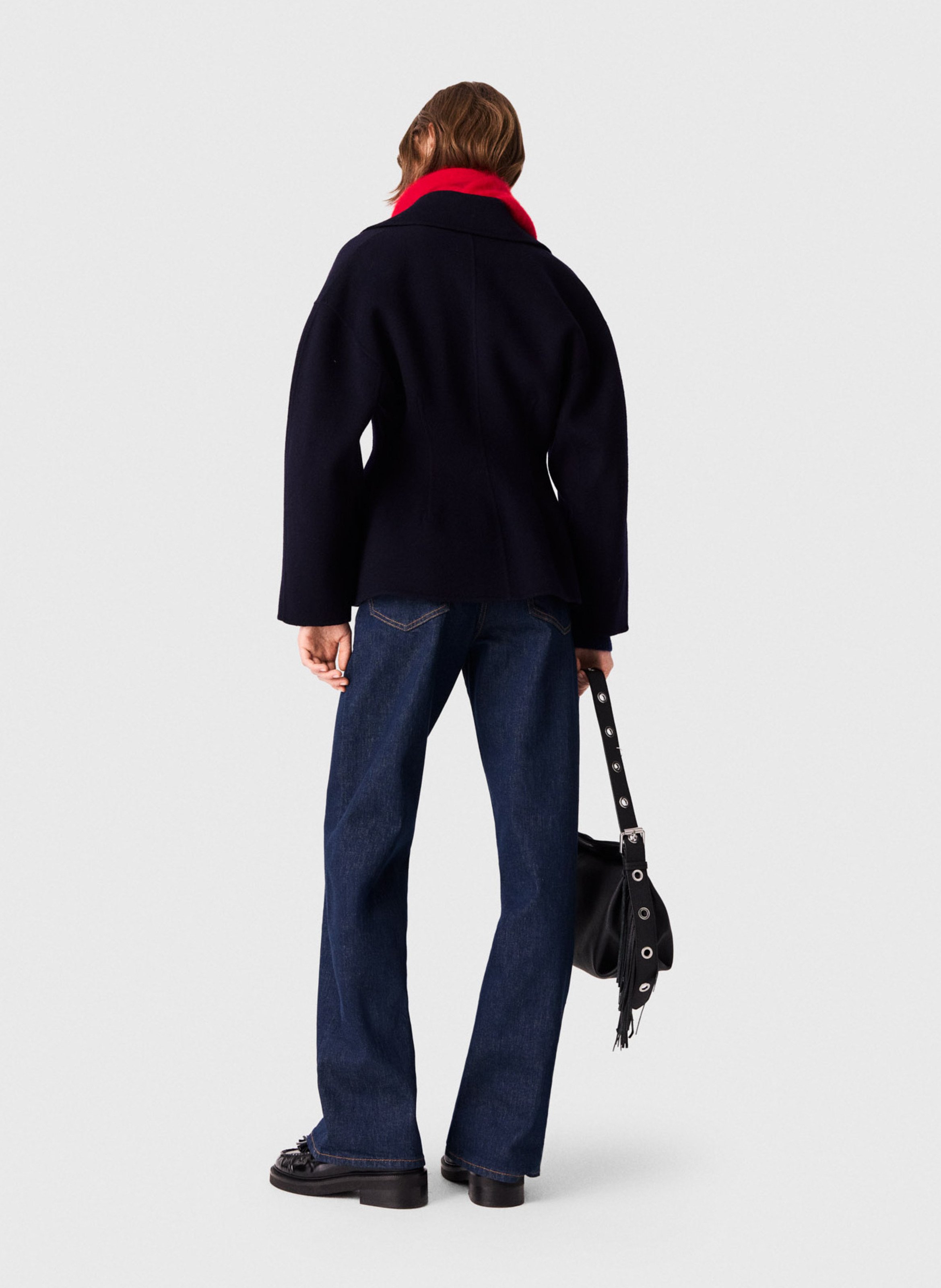 Gilet droit en laine MAJE Bleu