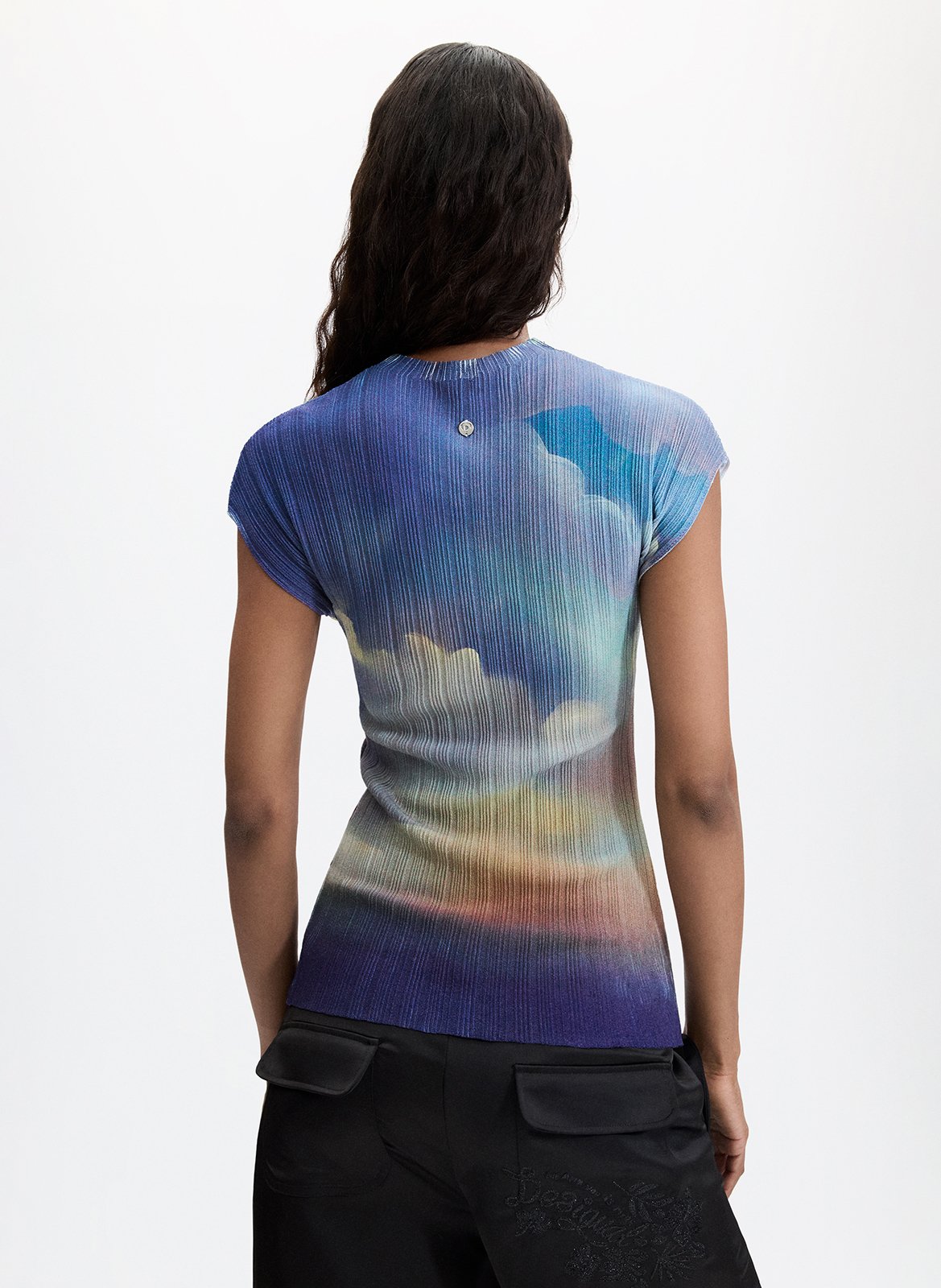 Tee-shirt ajusté col rond imprimé DESIGUAL Bleu